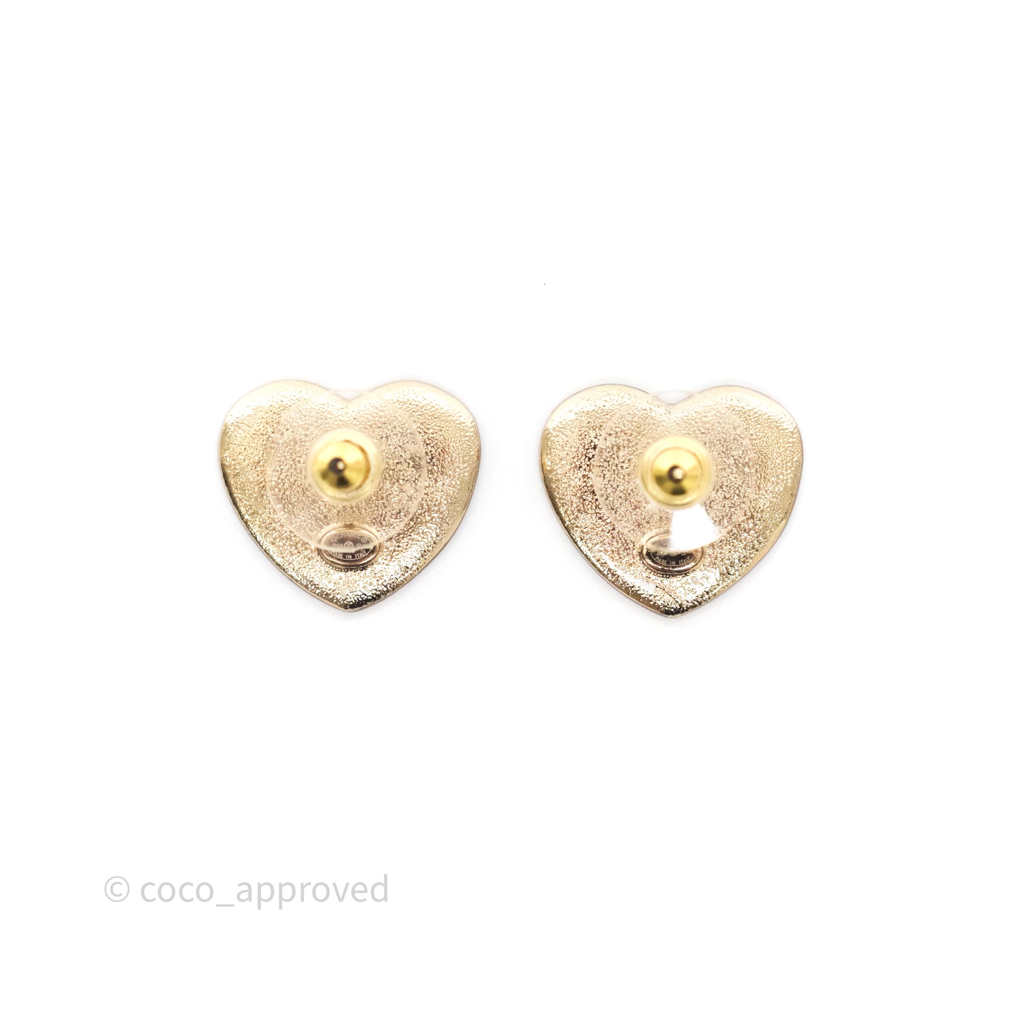 Chanel CC Heart Earrings with Pink Crystals - Gold Tone 24S - Elegant Jewelry for Women, Perfect for Valentine's Day Gifts, Date Night & Special Occasions