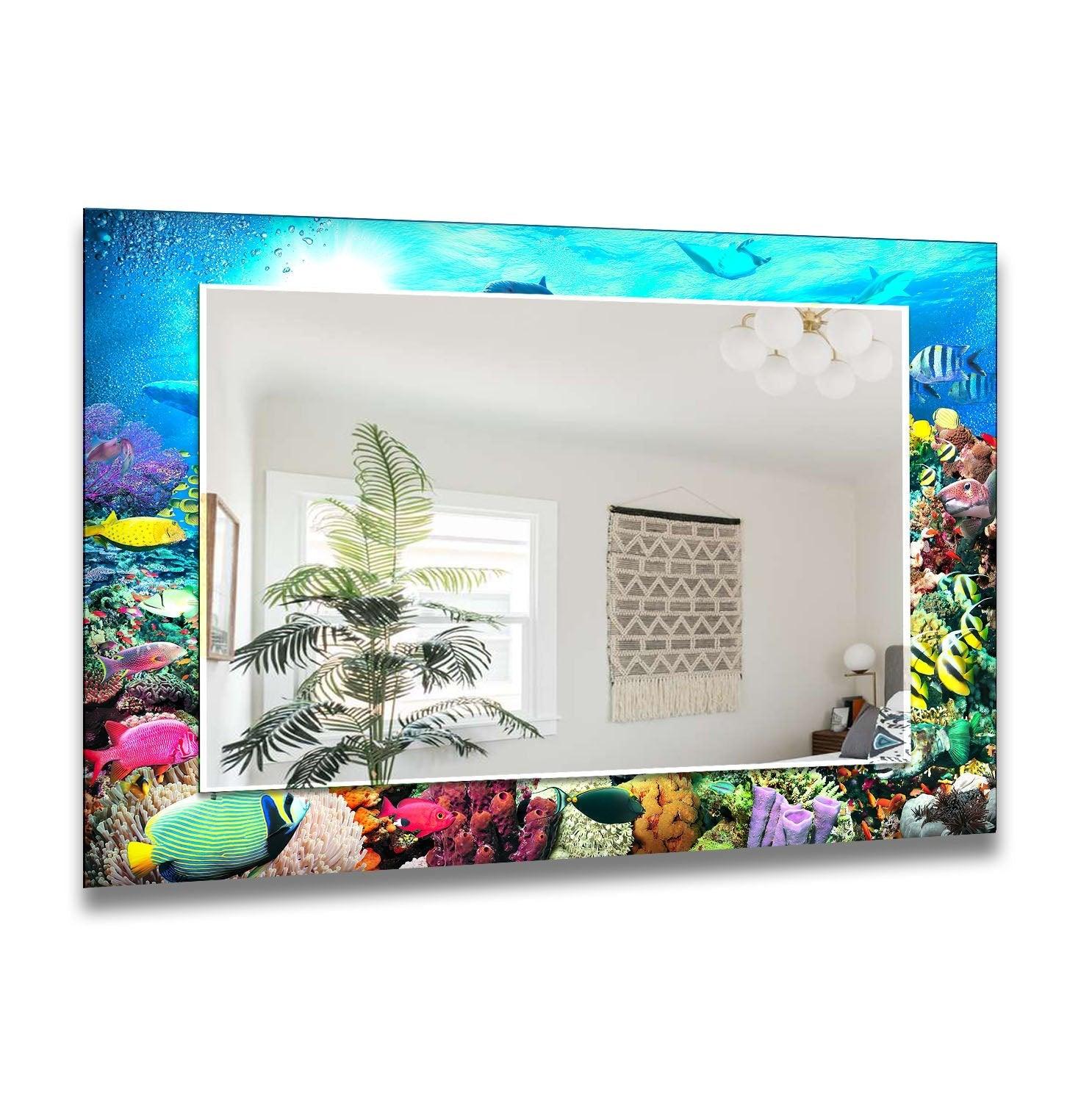Stylish Aquarium Wall Mirror for Home & Office Decor - Enhance Your Space with a Unique Reflective Design