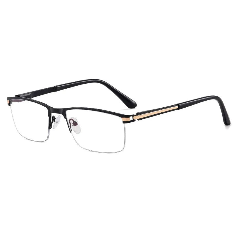 CCspace Semi-Rim Square Alloy Spring Hinge Eyeglasses for Men & Women - Lightweight Durable Frame for Reading, Driving & Daily Use - Model 300842