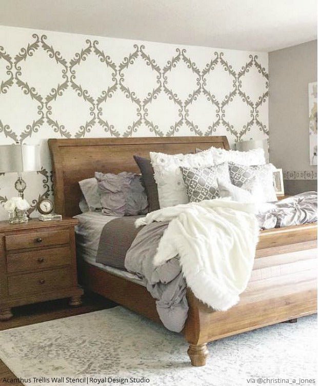 Acanthus Trellis Wall Stencil - Reusable DIY Decorative Painting Template for Home & Garden Décor | Perfect for Walls, Furniture, and Fabric Projects