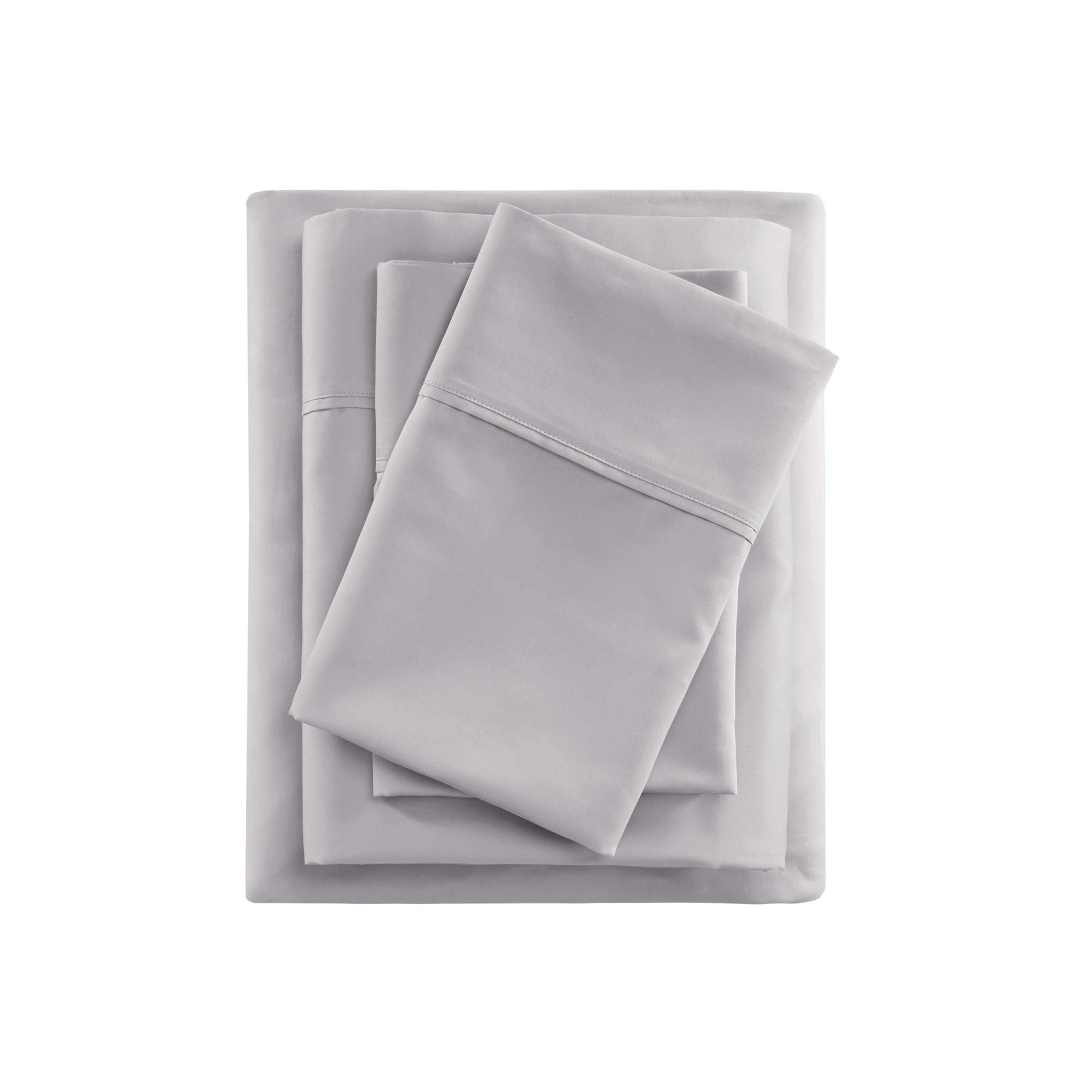 Beautyrest BR 600 Thread Count Cooling Cotton Blend Sheet Set - 16 Inch Deep Pocket, All Season Soft Bedding - Queen Size Grey 4 Piece (BR20-0995) | Perfect for Hot Sleepers & Luxury Bedroom Decor