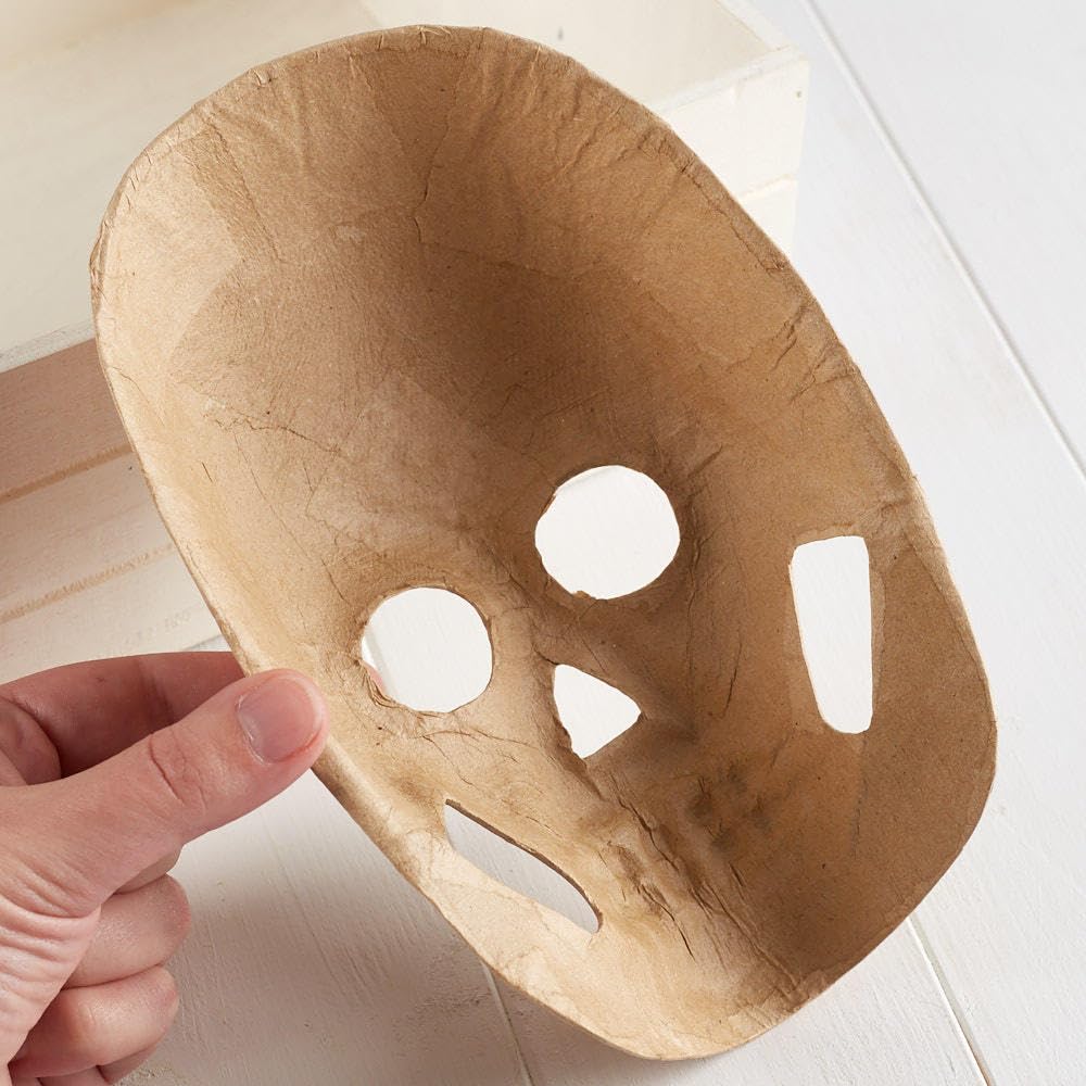 48 Pack Bulk Paper Mache Skeleton Masks - DIY Craft Kit for Painting, Decoupage & Decorating - Perfect for Halloween Parties, Classroom Projects & Art Activities