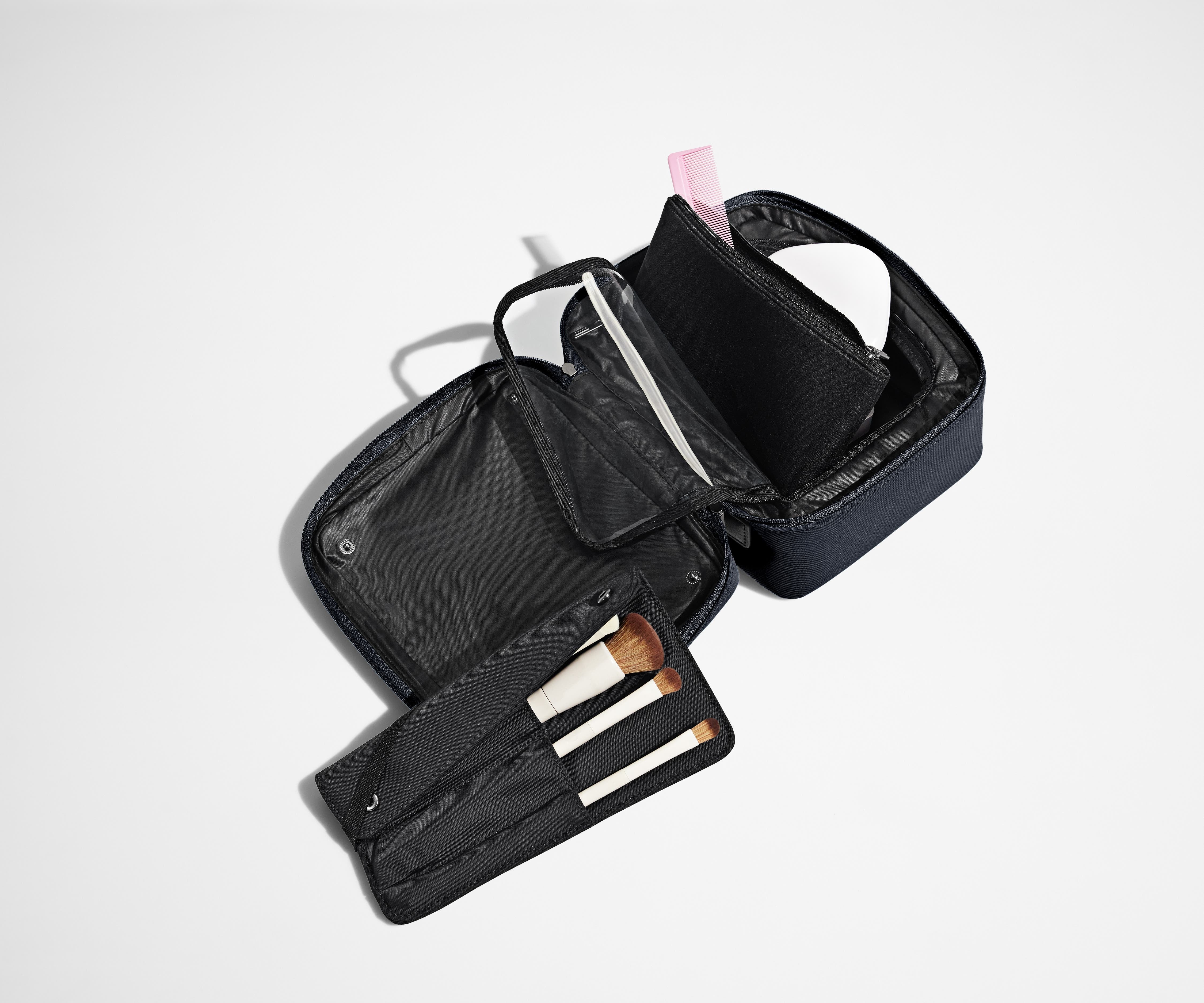Premium Navy Blue Cosmetic Bag for Women - Travel Makeup Organizer with Multiple Pockets | Perfect for Travel, Gym & Daily Essentials Storage