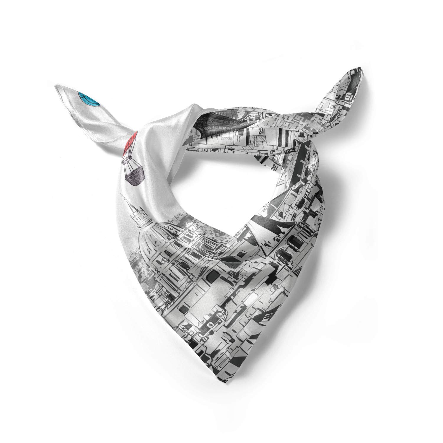 Ambesonne Paris Headscarf - Stylish Eiffel Tower & Balloons Print Hijab Scarf for Women | Fashion Accessory for Travel, Outfits & Special Occasions