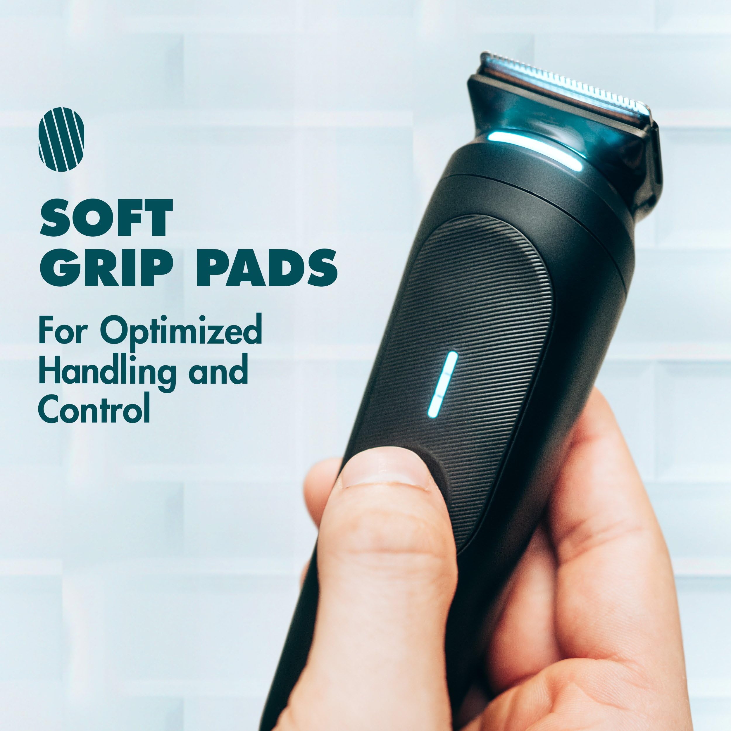 Gillette i7 Premium Men's Pubic Hair Trimmer - Waterproof LED Body Groomer for Manscaping | Smooth Shaving for Bikini Line, Chest & Underarms | Perfect for Travel & Gym Use