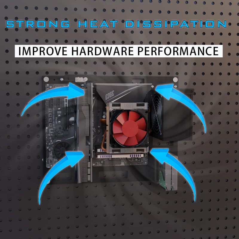 Wall Mounted Open Frame PC Case - Supports ATX/MATX/ITX Motherboards with Pegboard Installation | Perfect for Space-Saving Gaming & Office Setups