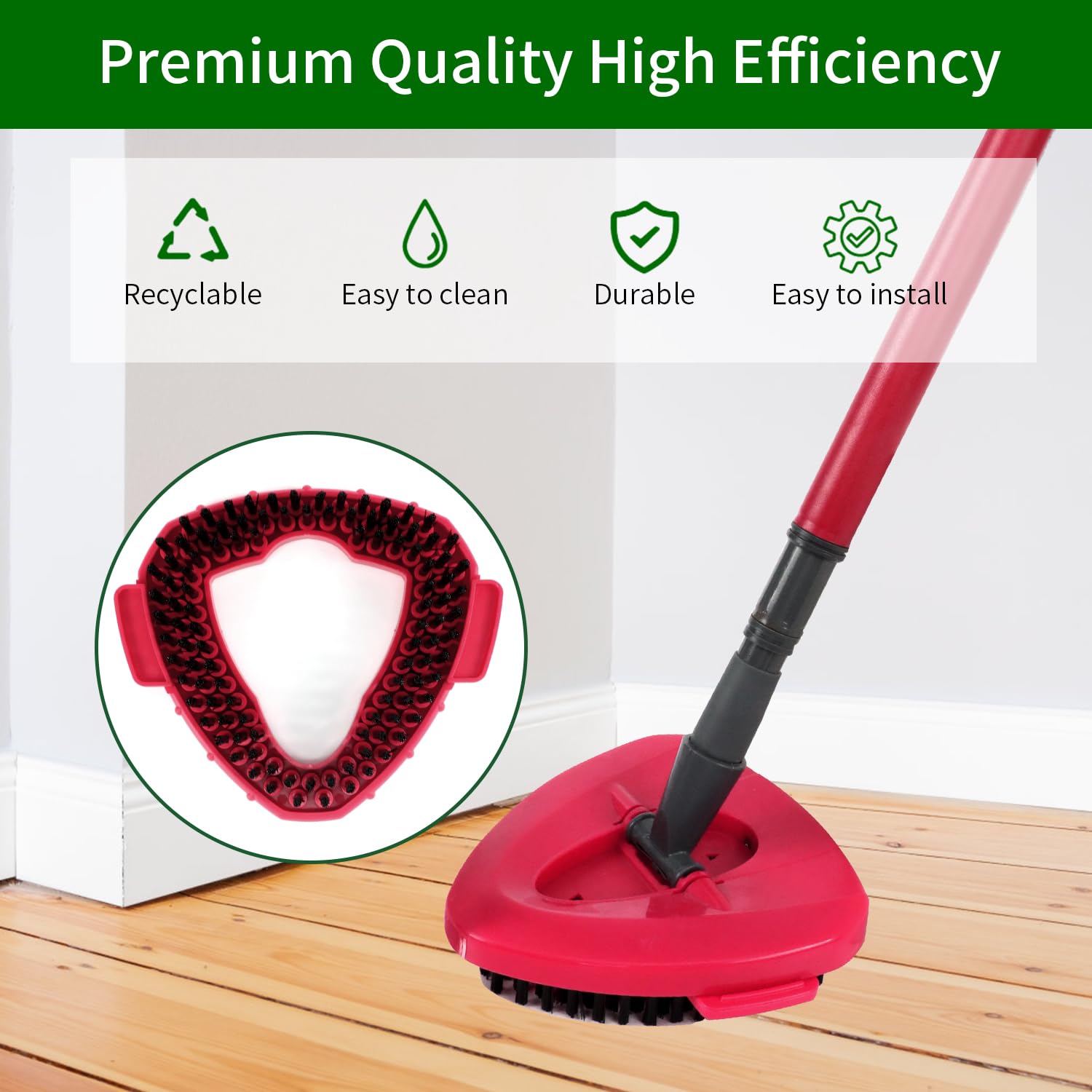 O-Cedar EasyWring Spin Mop Replacement Head with Hard Bristle Scrub Brush - Triangle Base for Bathroom, Kitchen & Tile Cleaning - Compatible with 1 Tank System - Heavy Duty Floor Scrubber for Stubborn Stains & Grout Cleaning