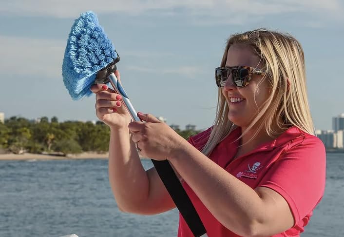 Big Bird Boat Deck Scrub Brush - Medium Size Blue Cleaning Brush for Boats, Cars & Marine Use | Snap-On Attachment | Perfect for Deck Washing, Vehicle Cleaning & Marine Maintenance