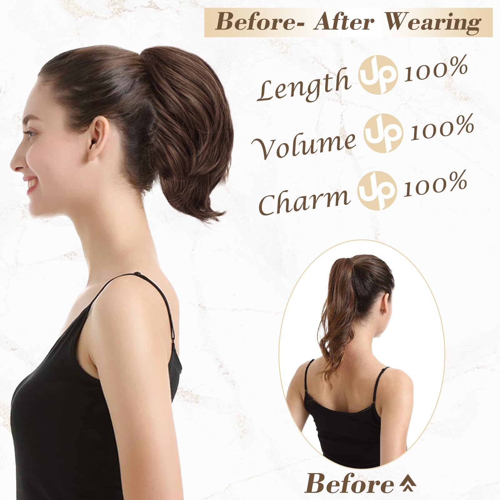 8 Inch Claw Clip Hair Bun Extension for Straight Hair - Perfect for Updos, Ponytails & Everyday Hairstyles