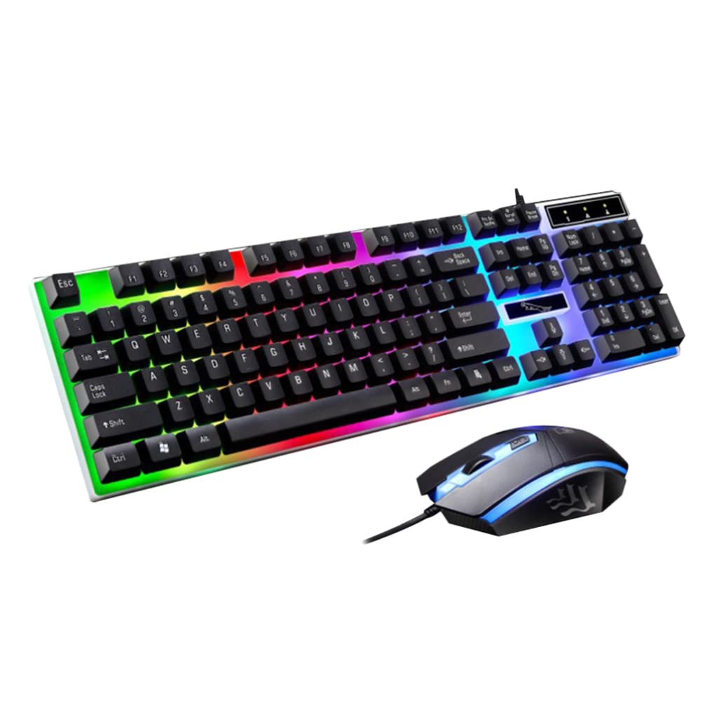 Cool LED Backlit USB Gaming Mechanical Keyboard - Wired RGB Backlit Keyboard for PC, Laptop, Mac - Ergonomic Design with Anti-Ghosting for Gamers & Typists (Black) - Perfect for Gaming, Office Work, and Programming