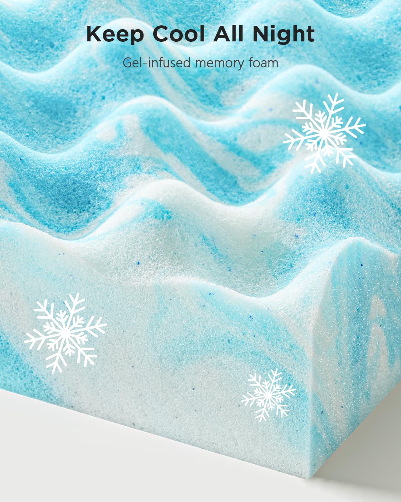 PERLECARE 3 Inch Egg Crate Memory Foam Mattress Topper Twin XL - Cooling Gel Infused, Pressure Relief & Ventilated Design - CertiPUR-US Certified Blue Mattress Pad for Back Pain Relief & Hot Sleepers - Perfect for Dorm Beds, Guest Rooms & Home Use