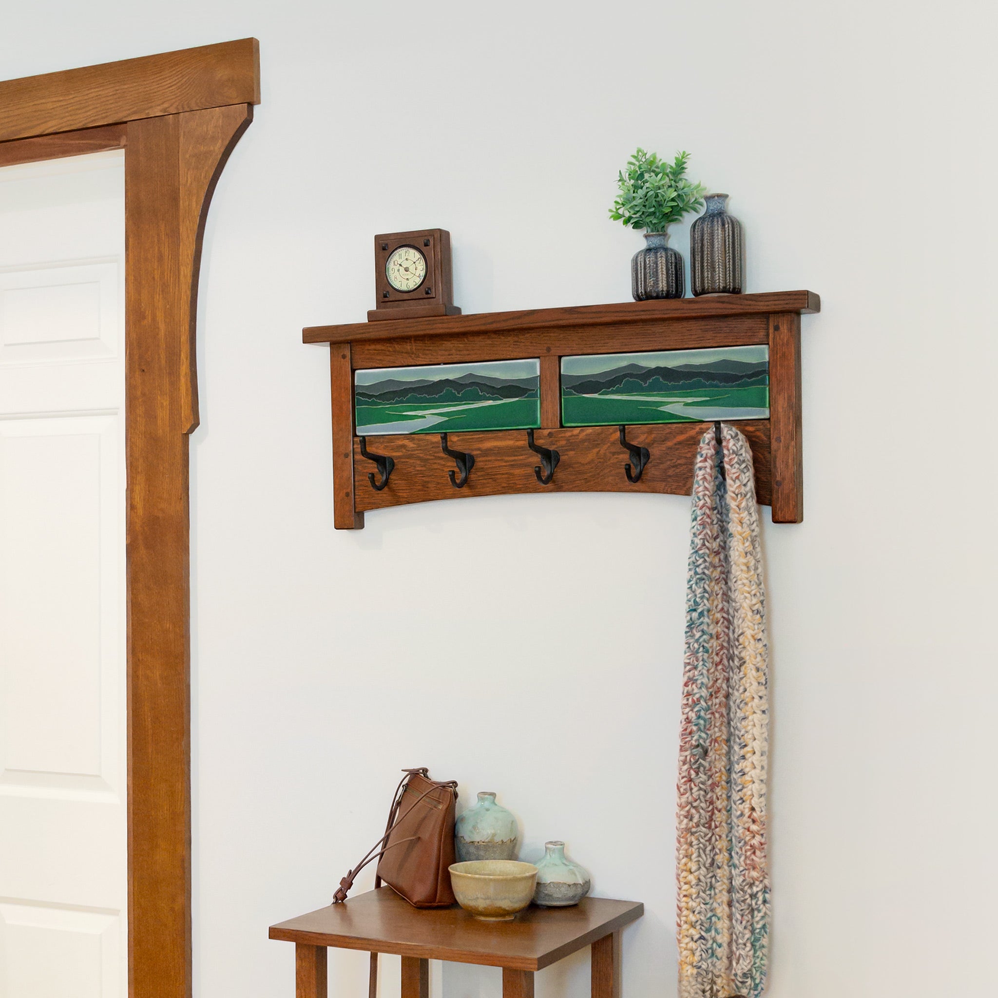Stylish Wooden Tile Coat Rack - Wall Mounted Entryway Organizer for Hats, Jackets & Bags | Perfect for Hallway, Bedroom or Mudroom Decor