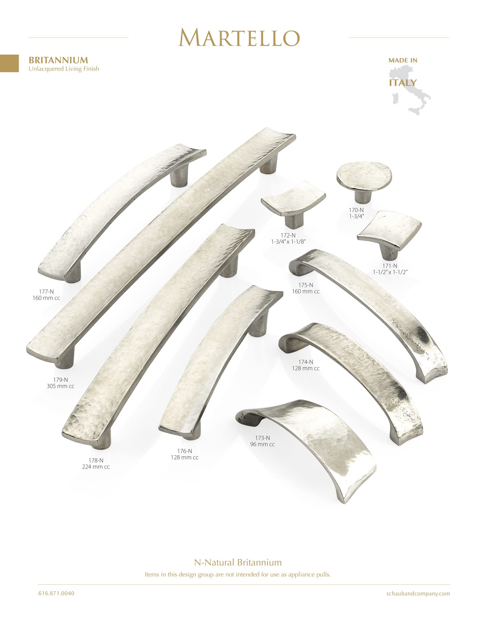 Schaub & Company 179 Martello Series 12-Inch Center-to-Center Bar Pull Handle - Natural Finish Cabinet Hardware for Kitchen, Bathroom & Furniture Upgrade