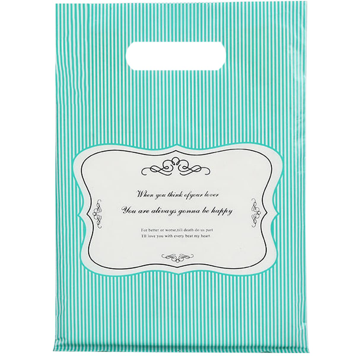 50 Pack Blue Thank You Bags with Die-Cut Handles 5.9