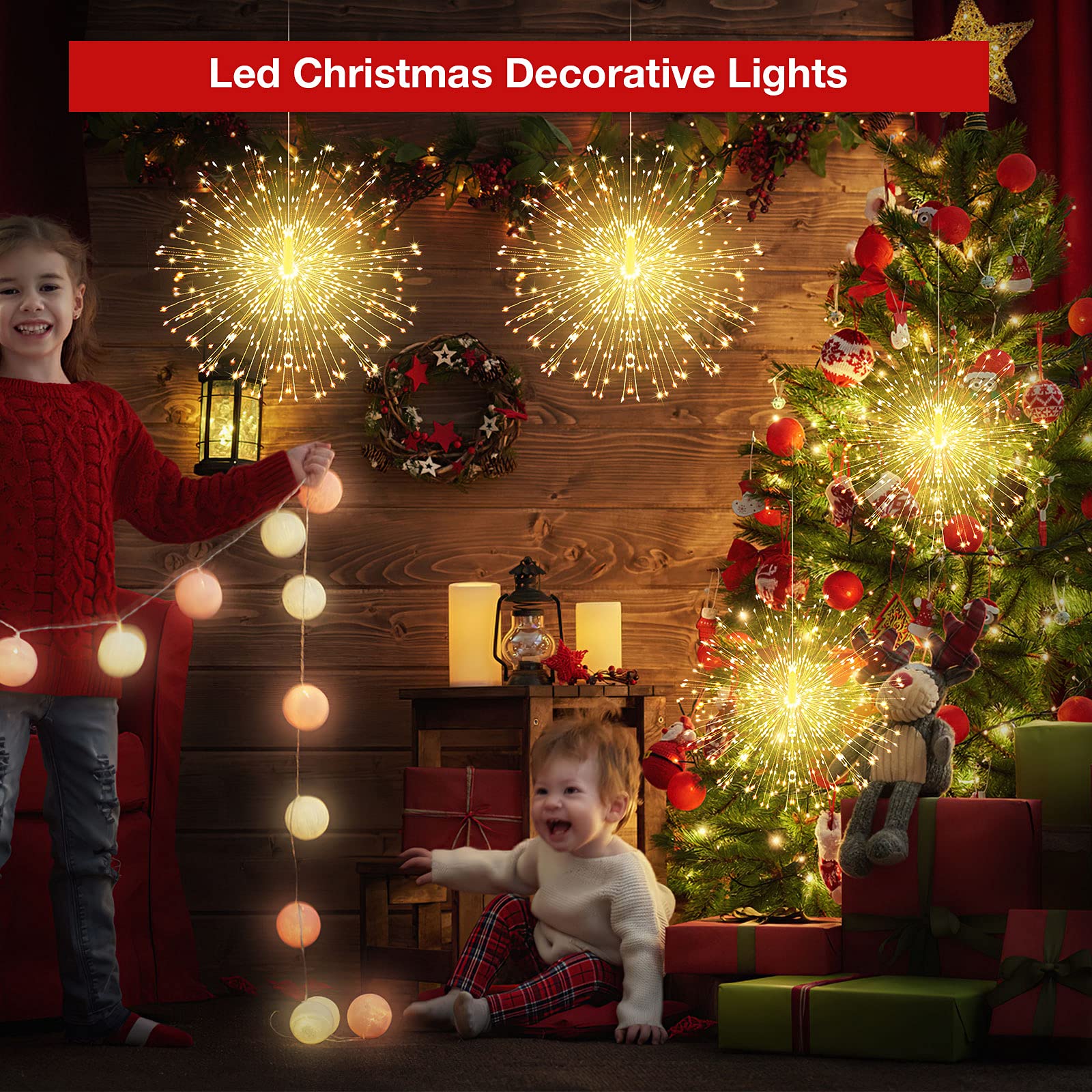 Fairy Christmas String Lights - 225 LED Dimmable with Remote for Indoor/Outdoor Decor