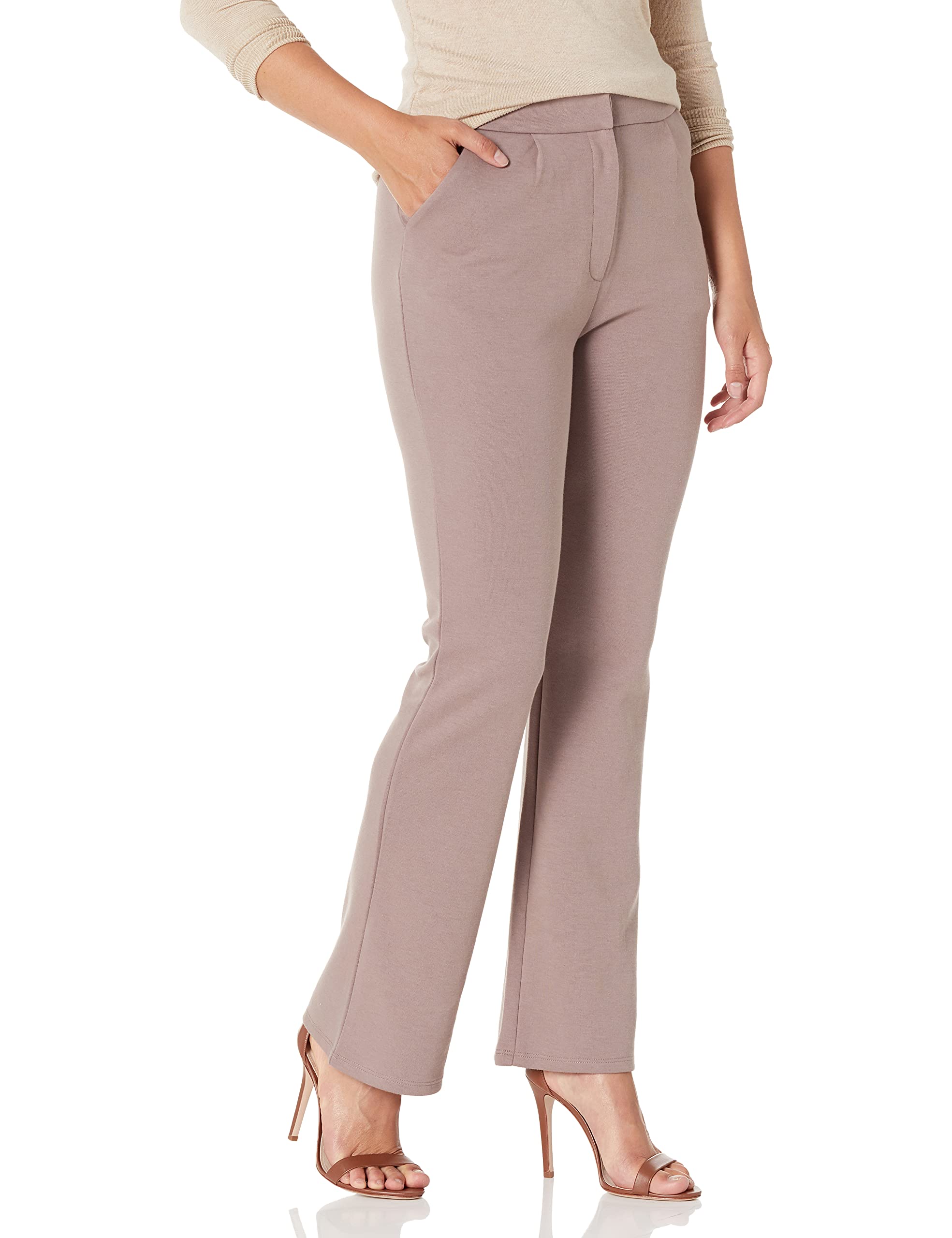 Fruit of the Loom Women's High Waisted Pleated Fit and Flare Pants - Comfortable Stretch Work Pants for Office, Business Casual & Everyday Wear