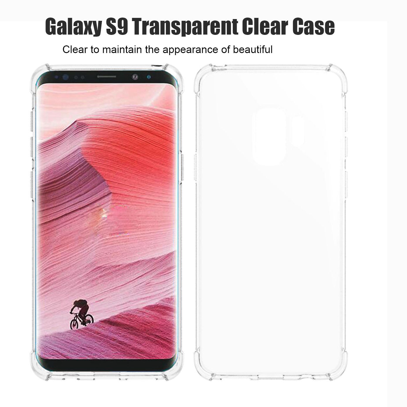 2-Pack iBarbe Shockproof Case for Samsung Galaxy S9 (5.8 Inch) - Durable TPU Bumper with Reinforced Corners + Anti-Scratch Clear PC Back Panel (Gray) - Perfect for Outdoor Activities & Daily Protection