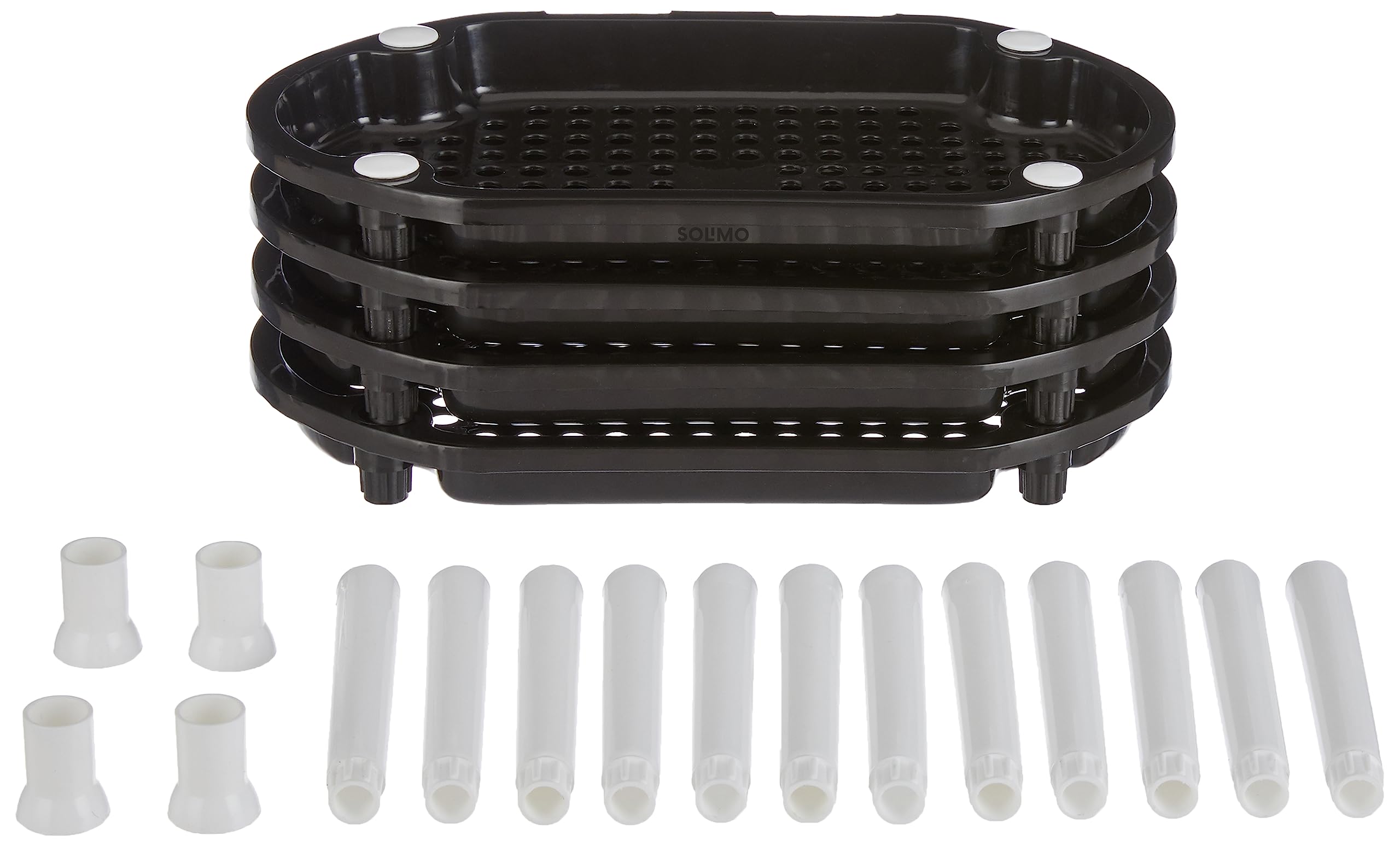 Solimo 4-Tier Plastic Storage Shelf - Multipurpose Organizer for Kitchen, Living Room, Puja Room, Kids Room & Balcony (Oval Shape, Black & White) | Space-Saving Home & Office Organization Solution