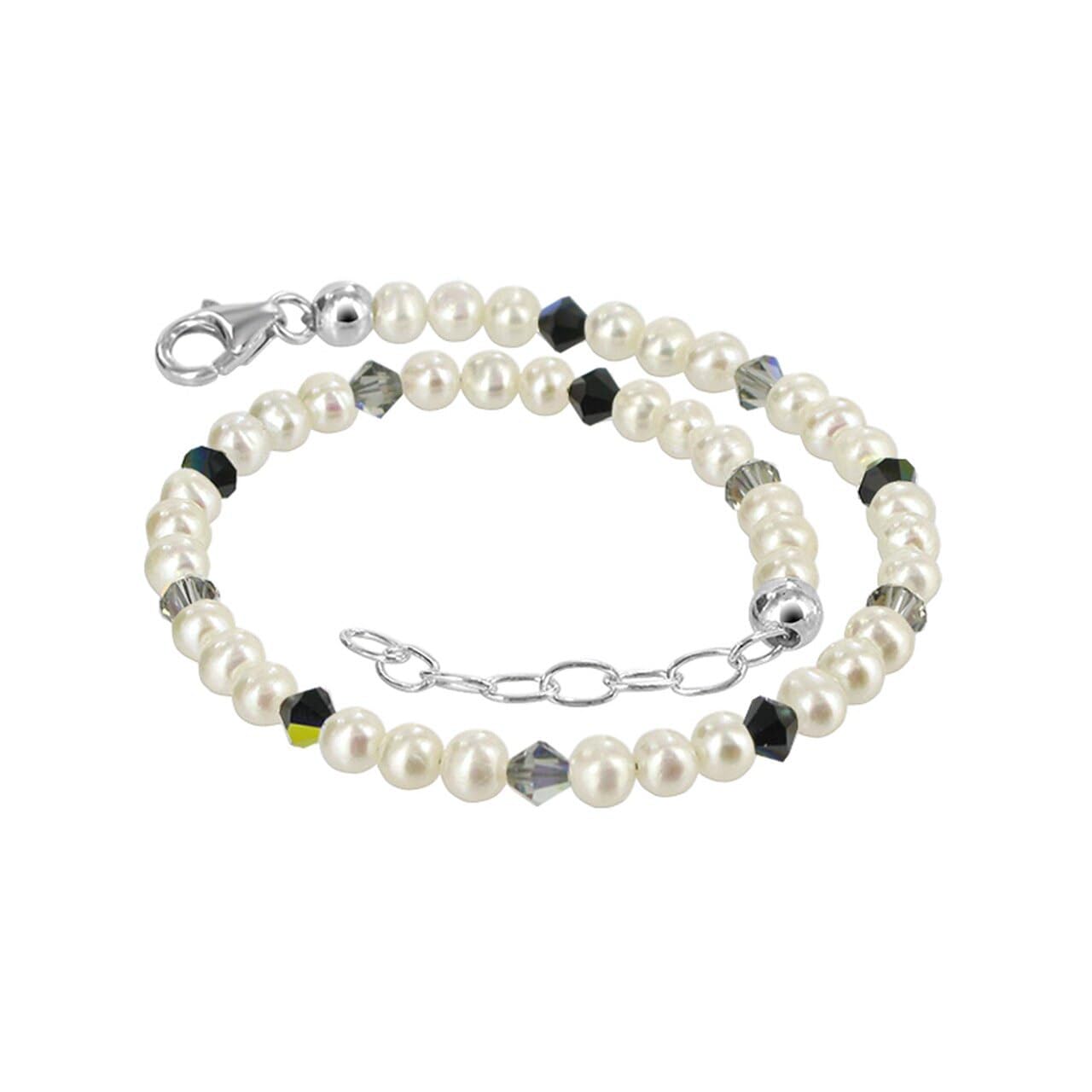 925 Silver Pearl Crystal Anklet 9-10