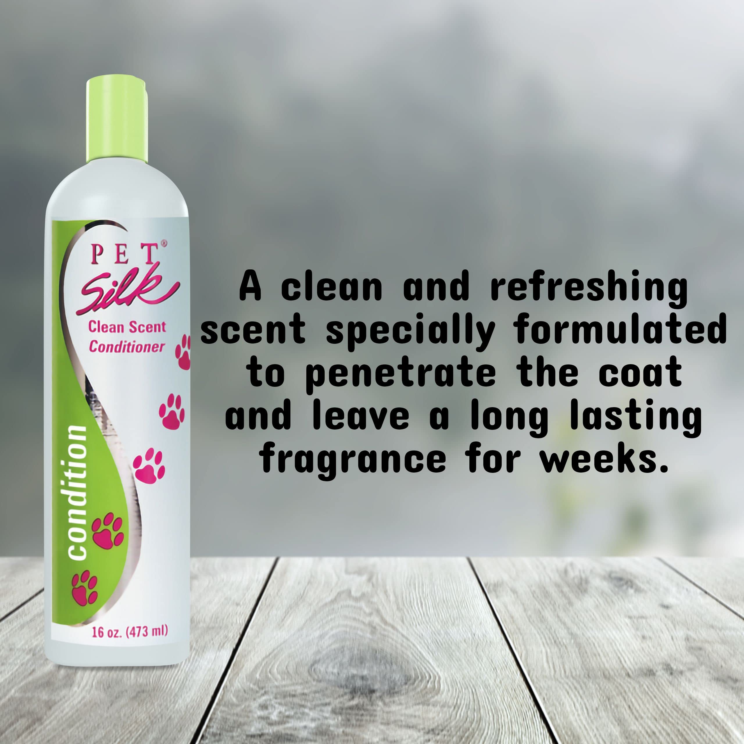 Pet Silk Clean Scent Pet Conditioner - 1 Gallon | Hypoallergenic Dog & Cat Detangling Solution for Shiny Coat | Perfect for Grooming Salons & Home Bathing