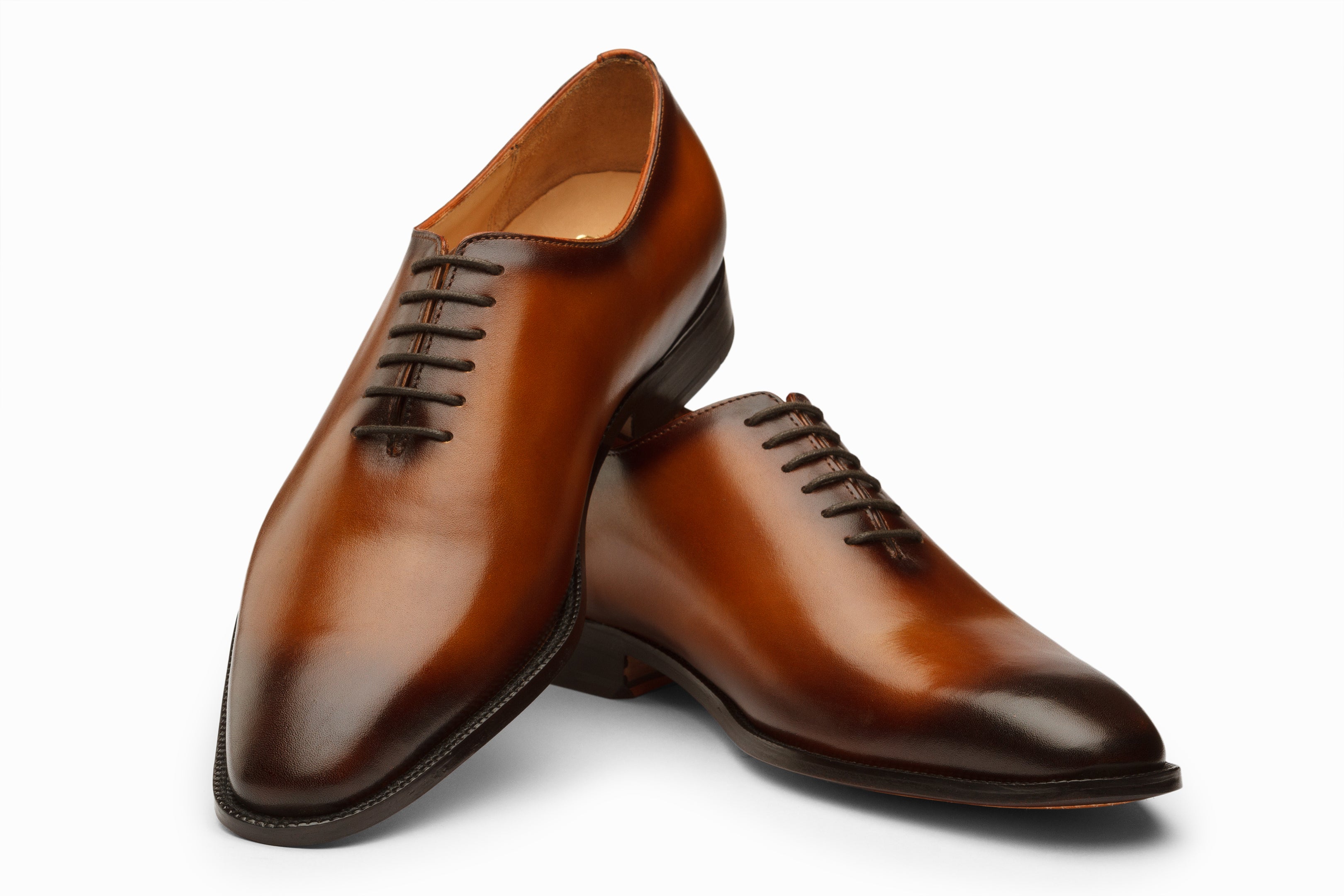 Premium Wholecut Oxford Shoes for Men - Brown Patina Finish Leather Dress Shoes - Perfect for Business, Formal Events & Weddings