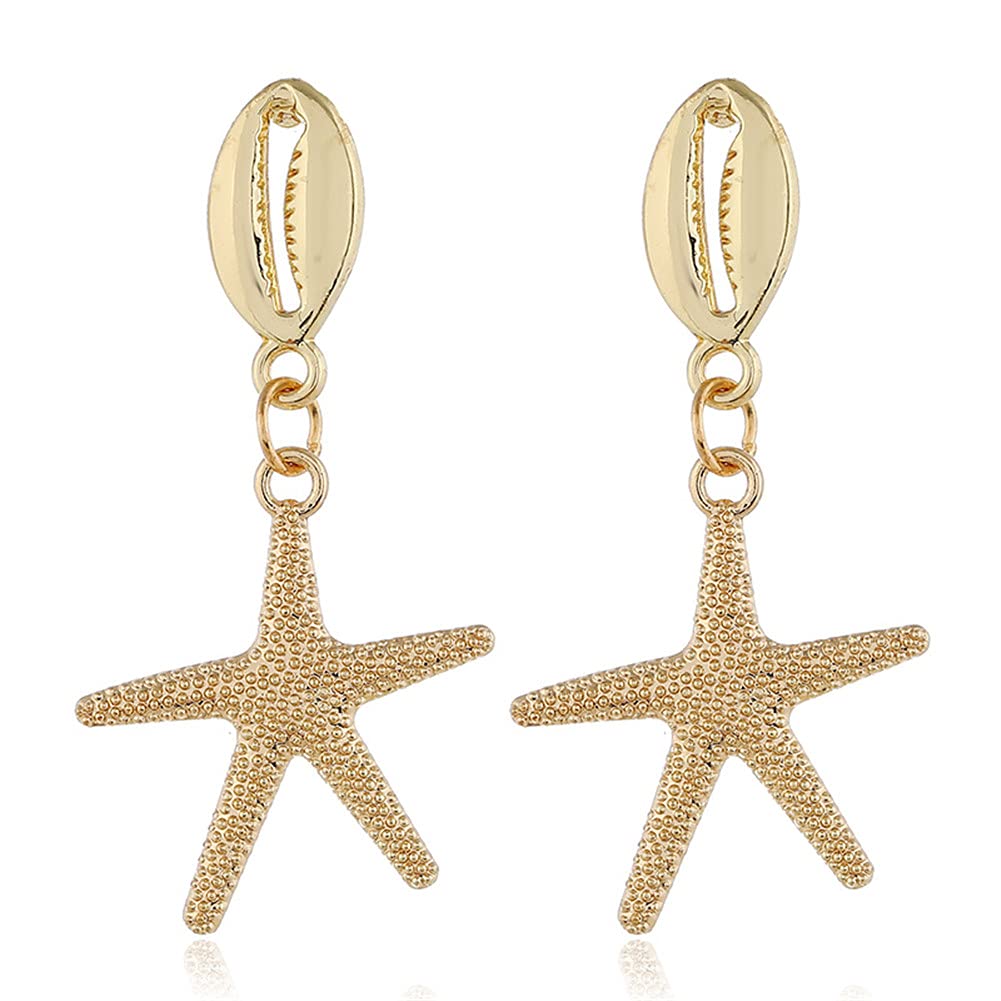 Starfish Dangle Earrings for Women & Men - Boho Beach Jewelry with Shell & Sea Star Drop Design - Perfect for Summer Vacations, Beach Parties & Boho Fashion Accessories
