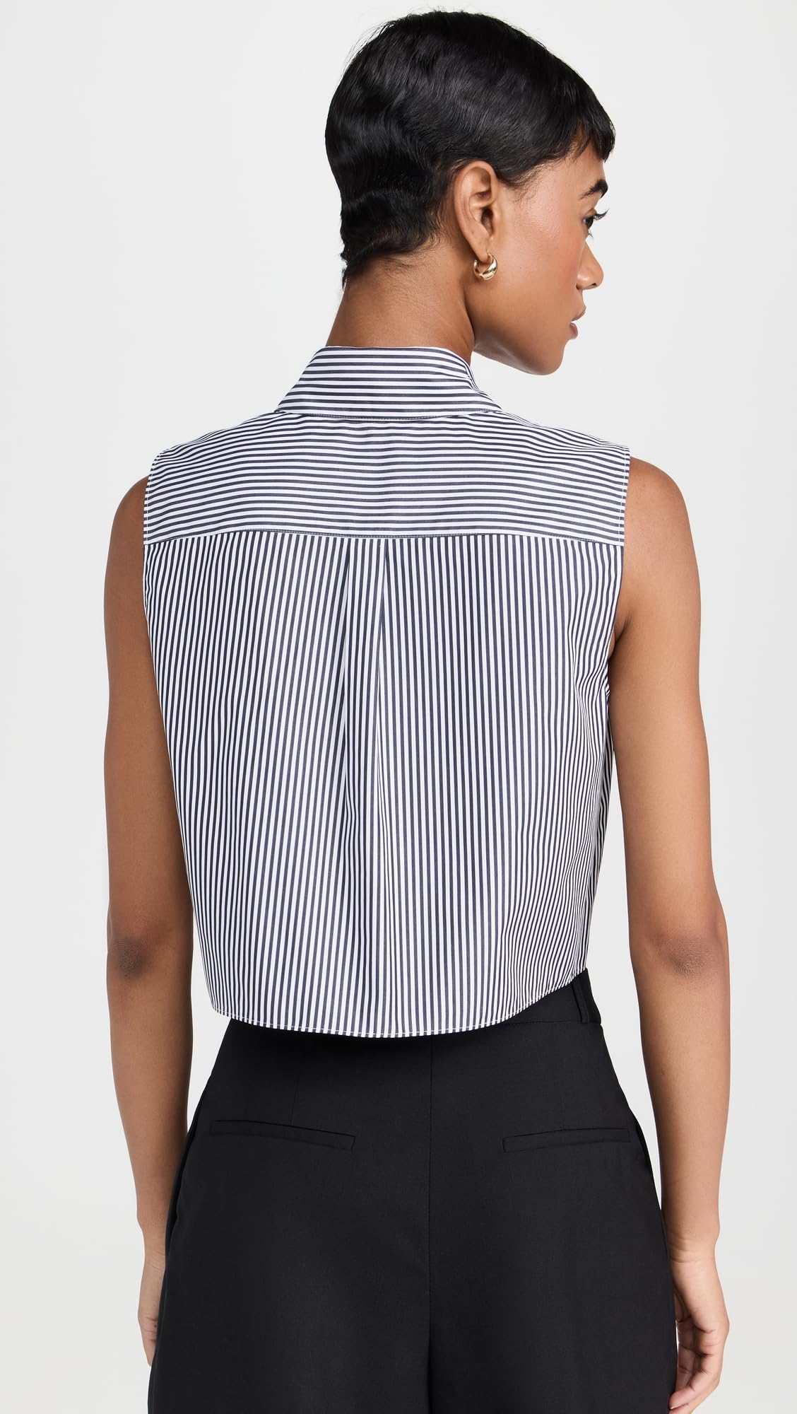Theory Women's Sleeveless Crop Classic Shirt - Slim Fit Button Down Blouse for Work, Office & Casual Outfits | Summer Business Attire & Layering Essential