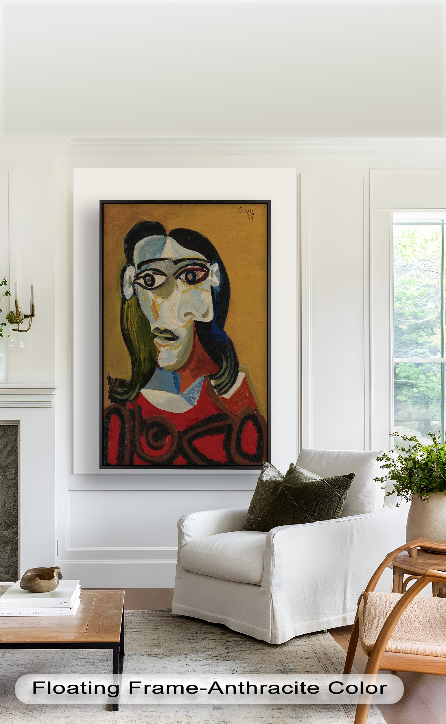 Abstract Portrait with Red Garment - Picasso Style Oil Painting Reproduction - Wall Art for Living Room, Bedroom & Office Decor