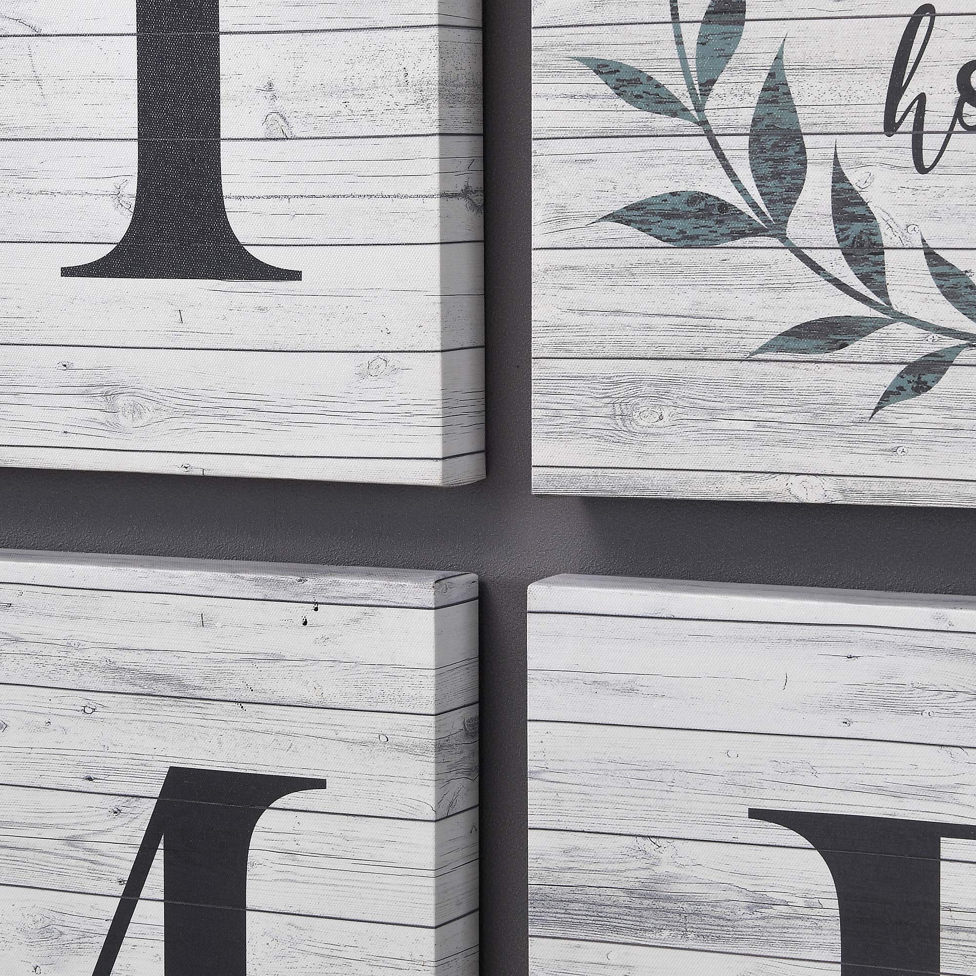 FirsTime & Co. Home Sweet Home Farmhouse Canvas 4-Piece Wall Art Set - American Handcrafted, Distressed White, 30