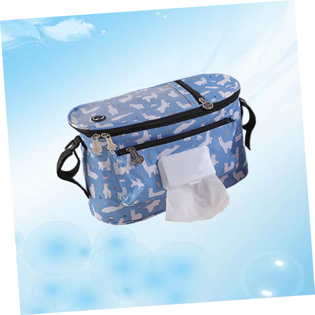 Wakauto 3-Piece Stroller Organizer Bag - Blue Pram Storage Container with Multiple Pockets | Perfect for Diapers, Bottles & Baby Essentials | Ideal for Shopping, Travel & Daily Walks