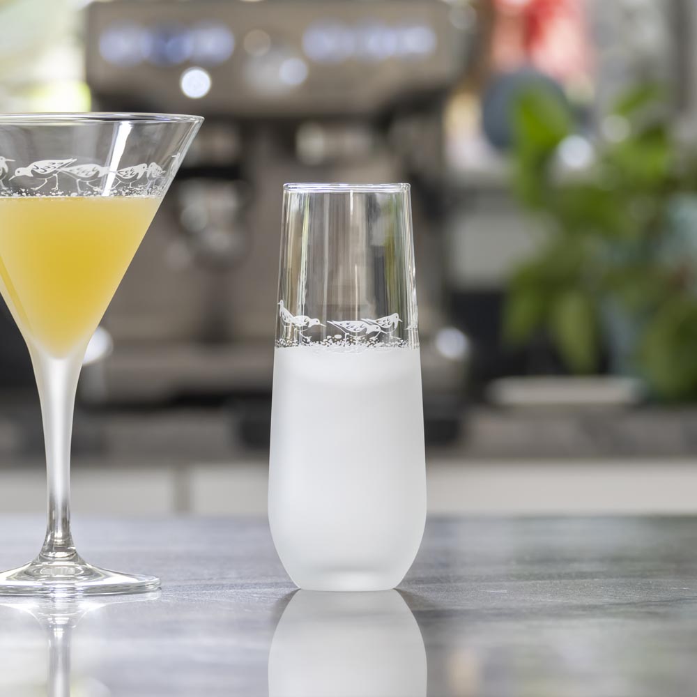 Premium Sandpiper 8.5oz Stemless Champagne Flutes - Set of 12 Shatter-Proof Crystal Clear Glasses for Mimosas, Prosecco & Sparkling Wine - Perfect for Weddings, Parties & Brunch Events
