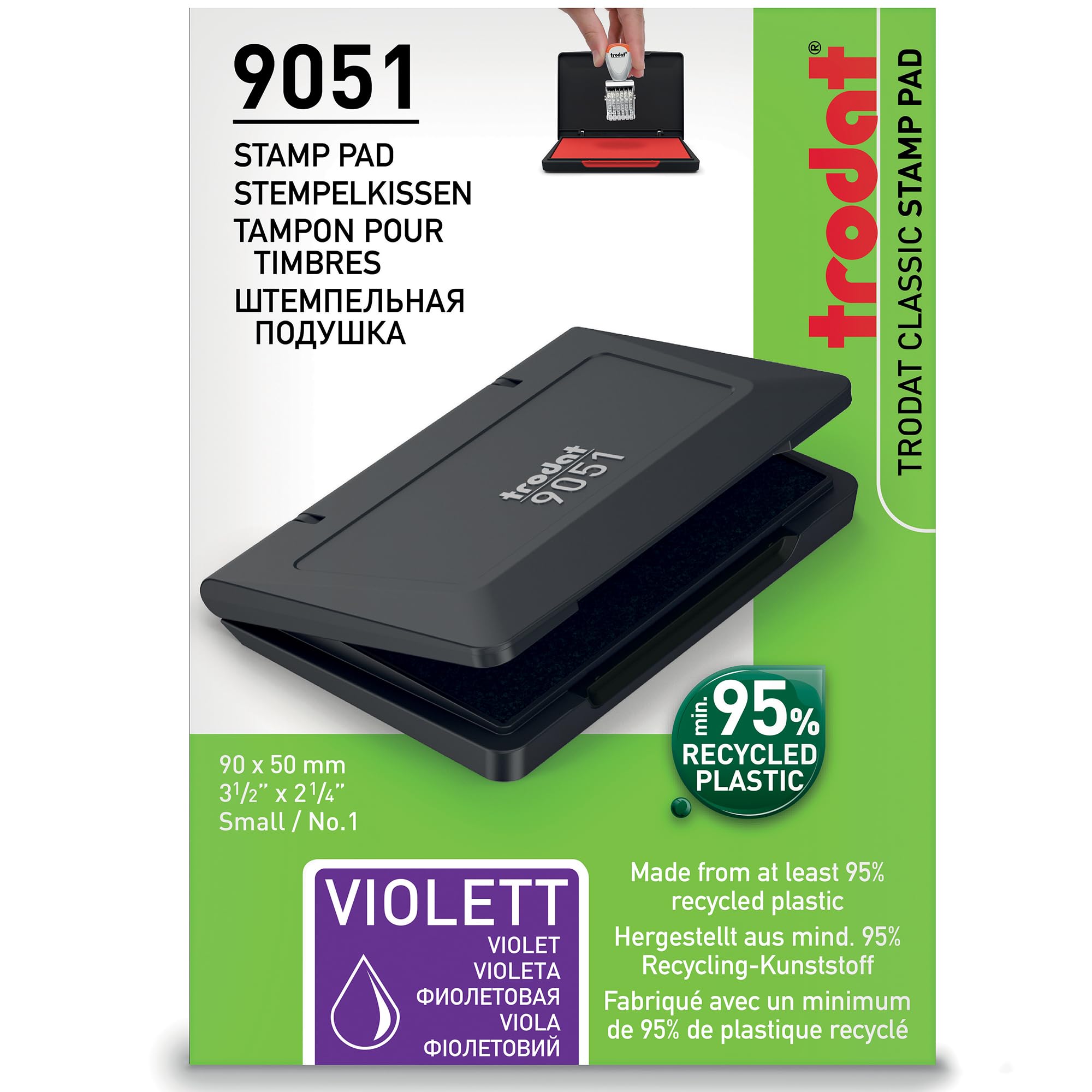 Trodat 9051 Purple Ink Stamp Pad for Business - Self-Inking, Durable & Mess-Free - Perfect for Office Documents, Contracts & Notary Use