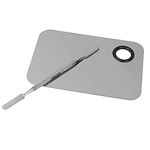 Professional Stainless Steel Makeup Mixing Palette with Spatula - Artist Cosmetic Blending Board for Foundation, Concealer & Cream Makeup - Perfect for Makeup Artists & DIY Beauty Enthusiasts