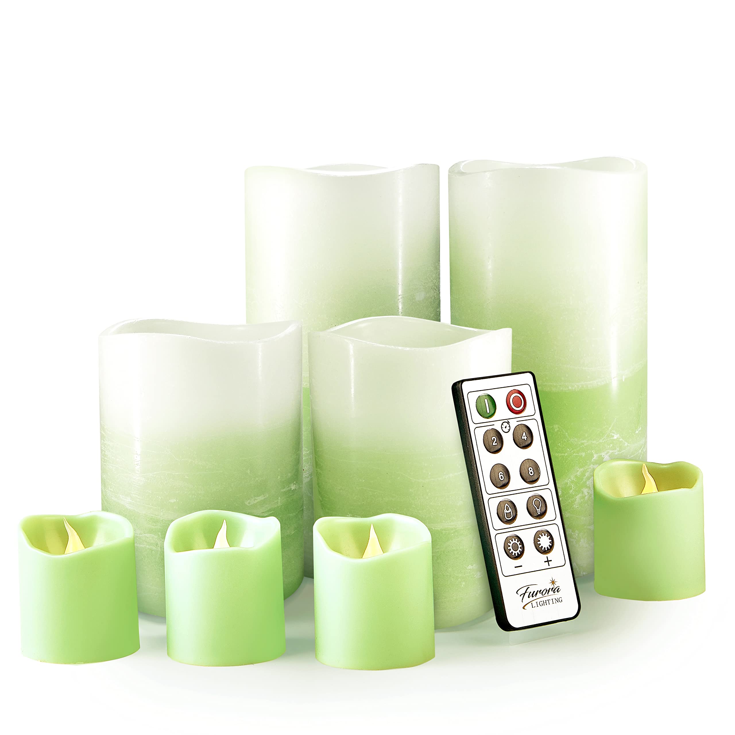 Furora Flameless LED Candles Set of 8 - Battery Operated Pillar & Votive Candles with Remote Control, Warm White Light for Home Decor, Wedding, Christmas, Halloween - Perfect for Living Room, Dining Table & Bedroom Ambiance