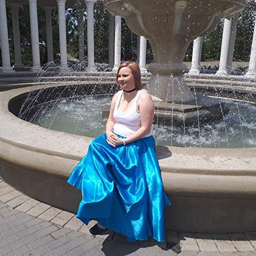Women's 90cm Satin Maxi Skirt - Elastic Waist Long Midi Dress for Belly Dance, Princess Party, Cosplay Costume | Perfect for Dance Performances, Halloween Costumes & Renaissance Fairs