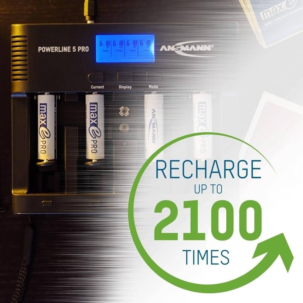 Max E Pro AAA Rechargeable Batteries 4-Pack - Long Lasting Power for Cameras, Toys, and Remote Controls