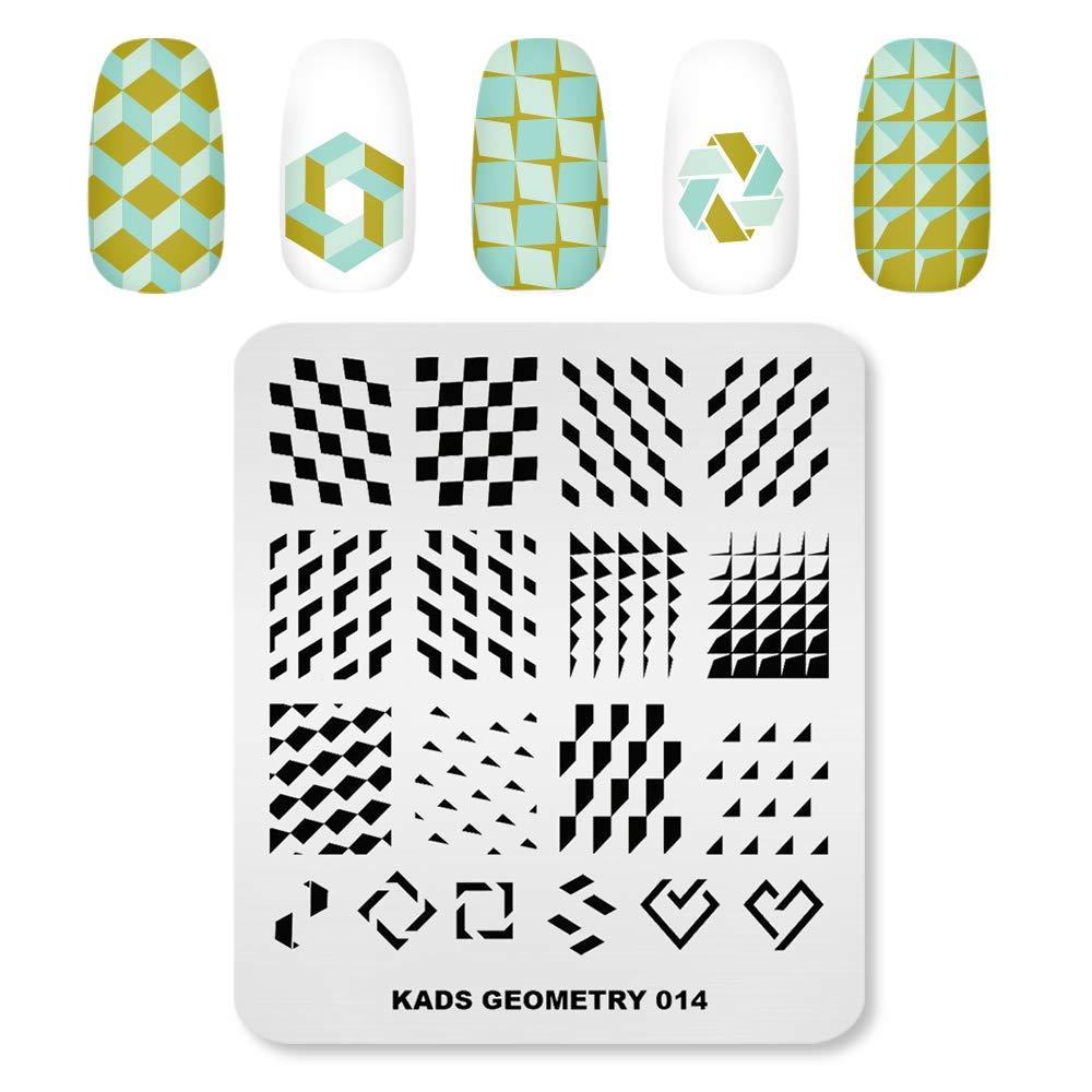 KADS Nail Art Stamping Plate - Geometric Nail Design Template Kit for DIY Manicure, Professional Nail Stamping Tool (GE014) - Perfect for Salon, Home Use & Nail Art Enthusiasts
