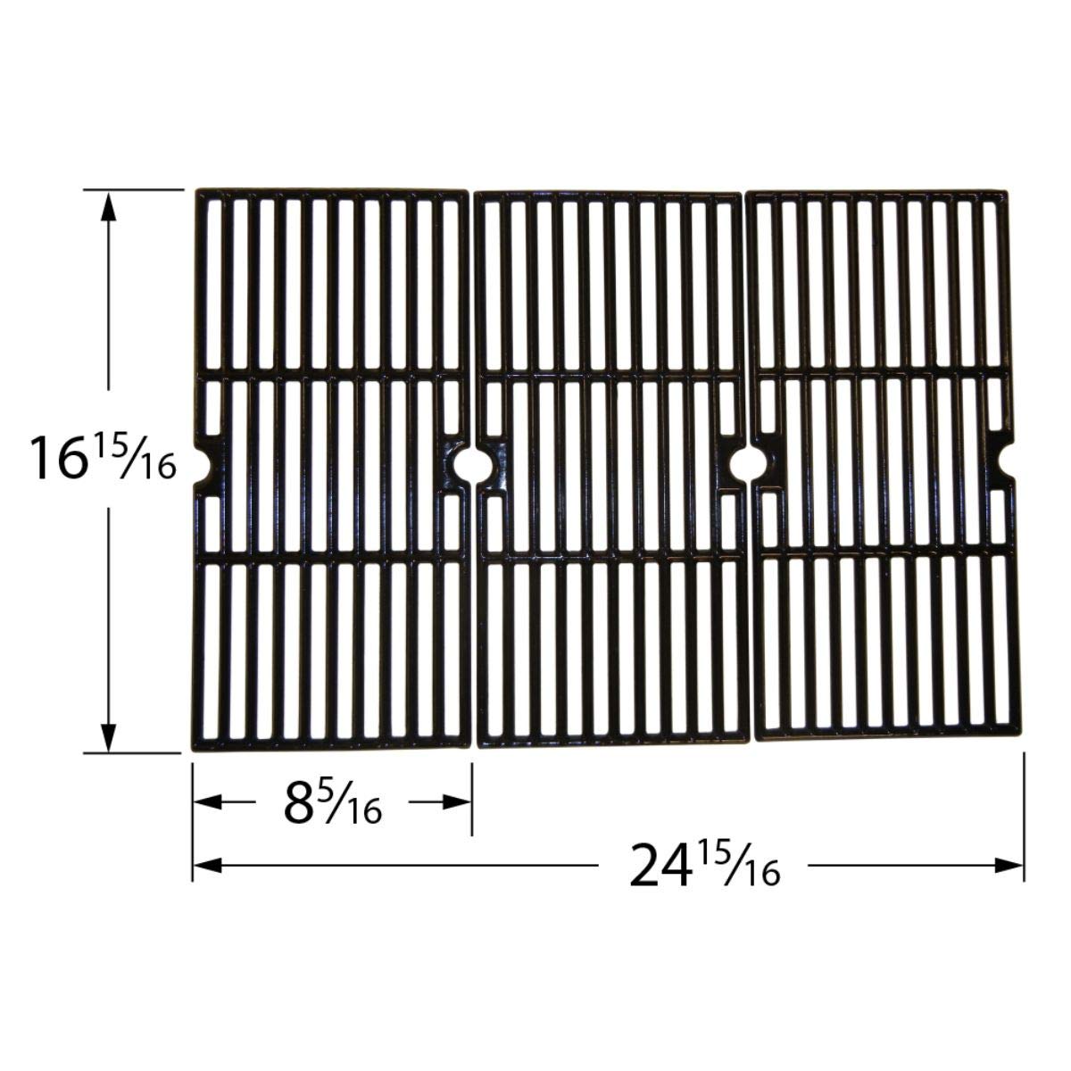 Premium Matte Cast Iron Cooking Grid Set of 3 - Compatible with Broil King & Centro 24.5