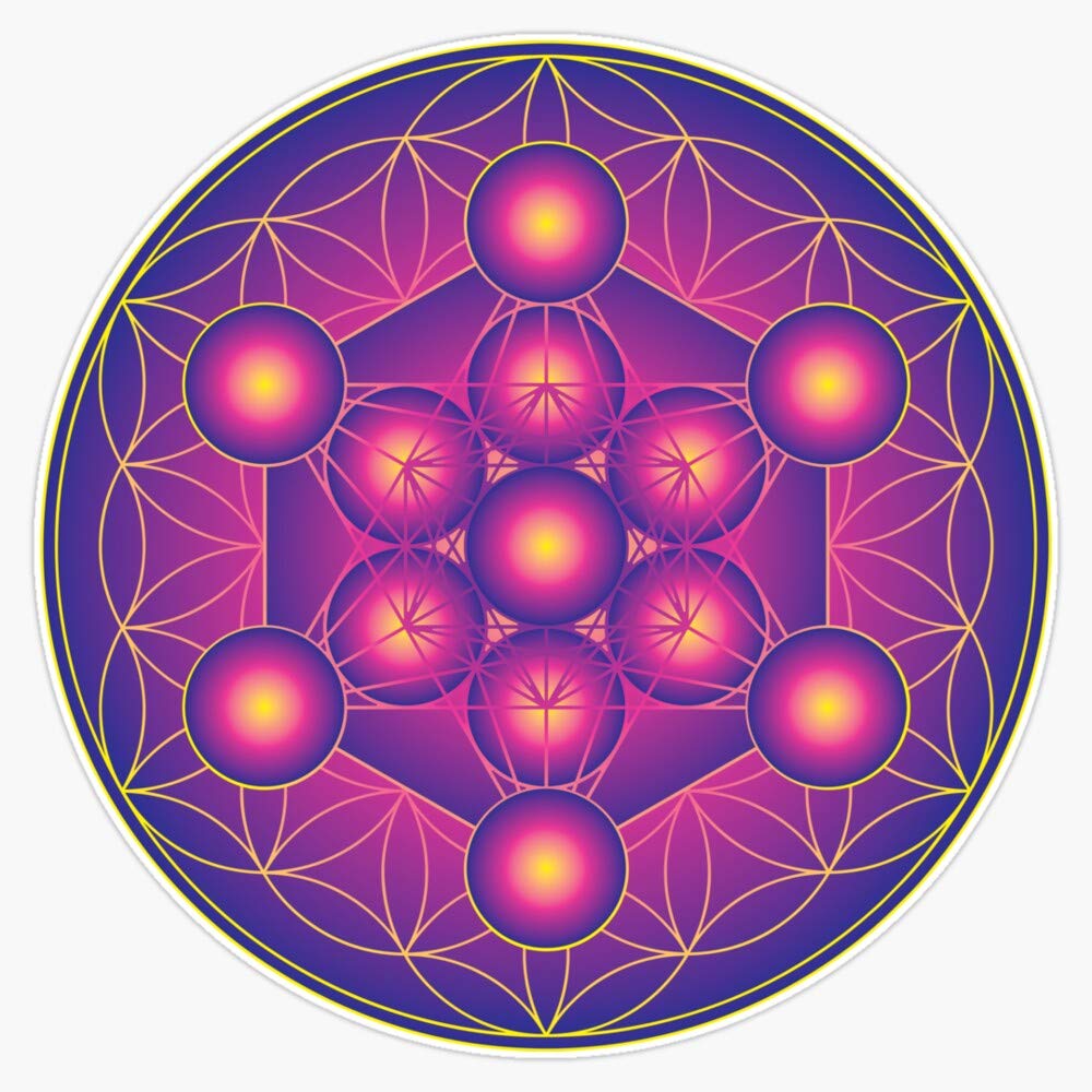 Metatron's Cube on Flower of Life Vinyl Sticker - 5 Inch Waterproof Bumper Decal for Cars, Laptops & Yoga Mats - Spiritual Geometry Art - EVAN-YOGA-STICKERS-2925