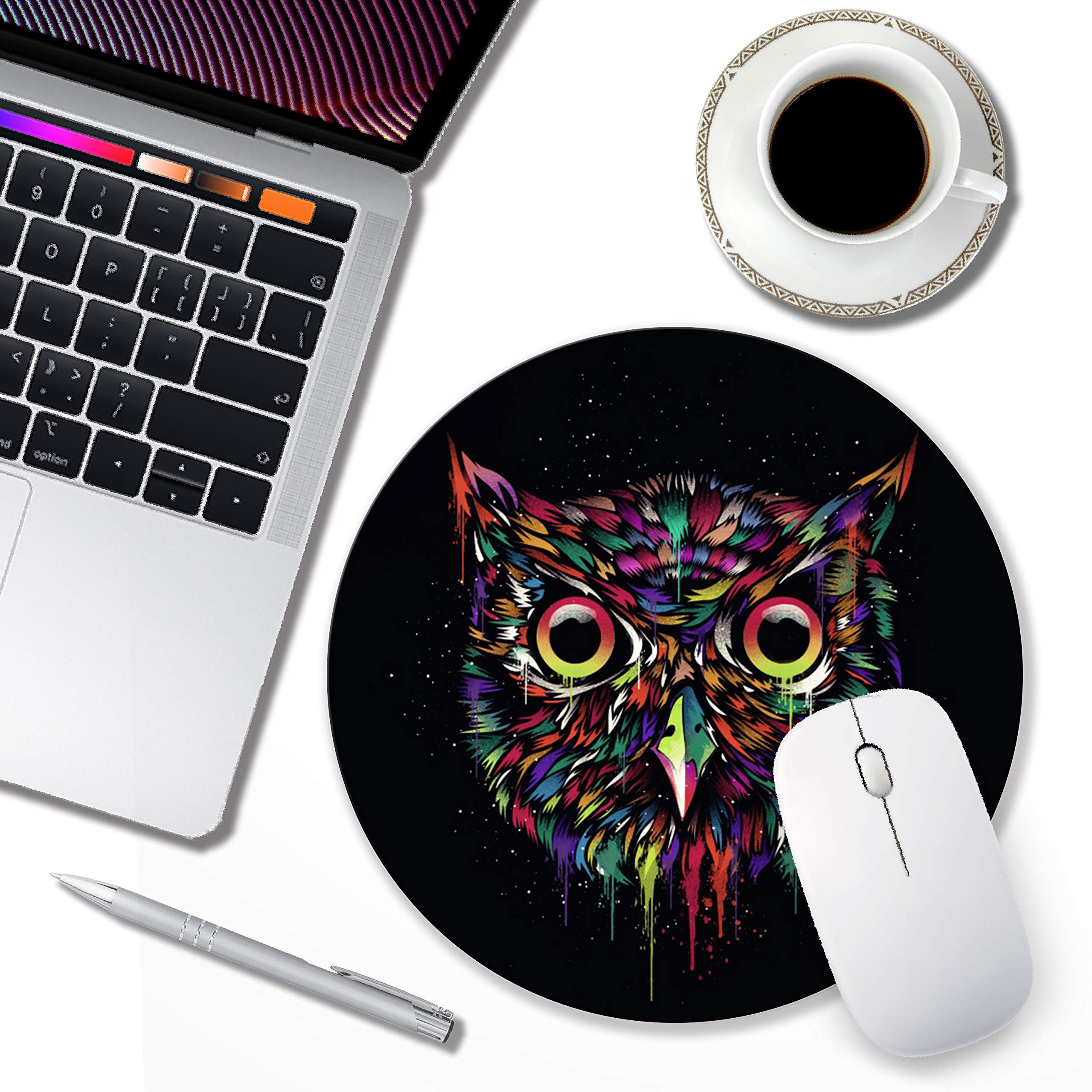 Personalized Colorful Owl Design Small Non-Slip Rubber Mouse Pad for Computer & Office Use - Perfect for Gaming, Work, and Home Office Setup
