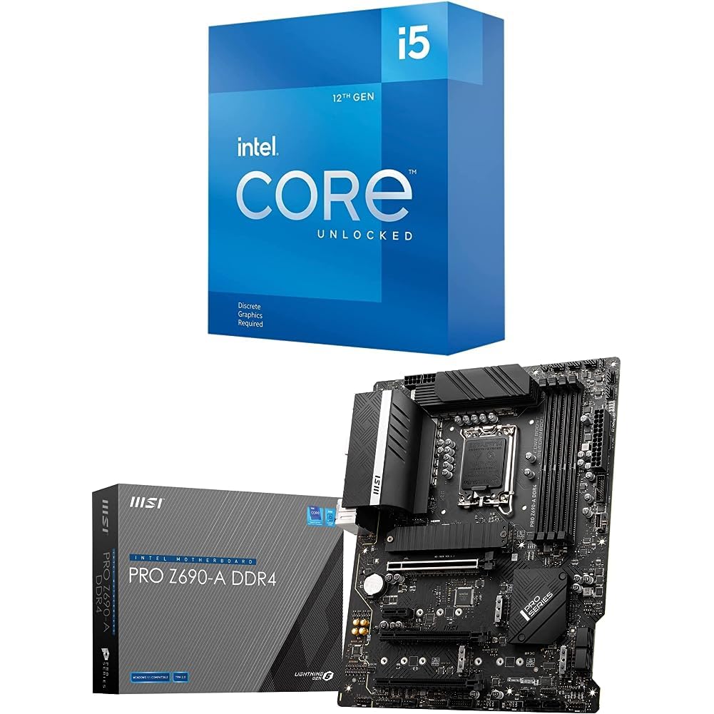 Intel Core i5-12600KF 10-Core (6P+4E) Desktop Processor & MSI PRO Z690-A DDR4 ATX Motherboard Bundle - Perfect for Gaming, Streaming & Content Creation PCs