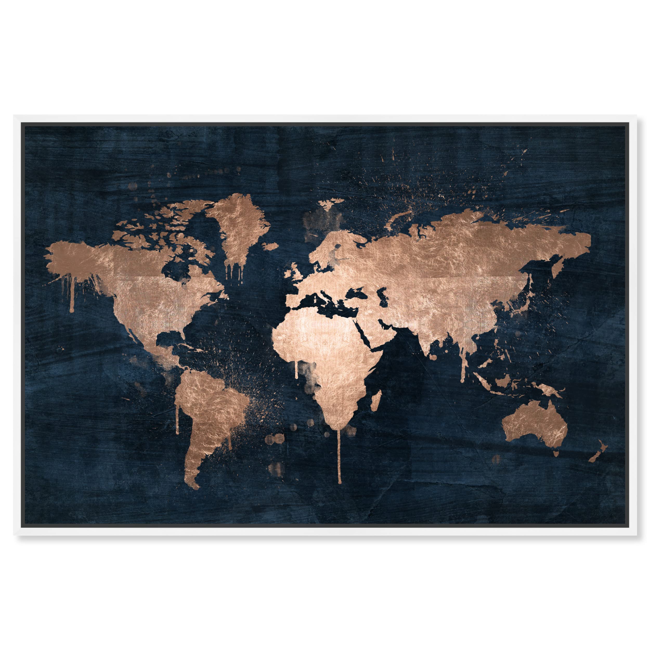 Oliver Gal Artist Co. World Map Wall Art - Vintage Copper 'Mapamundi' Framed Canvas Print for Home & Office Decor | Perfect for Living Room, Bedroom, Study or Gift