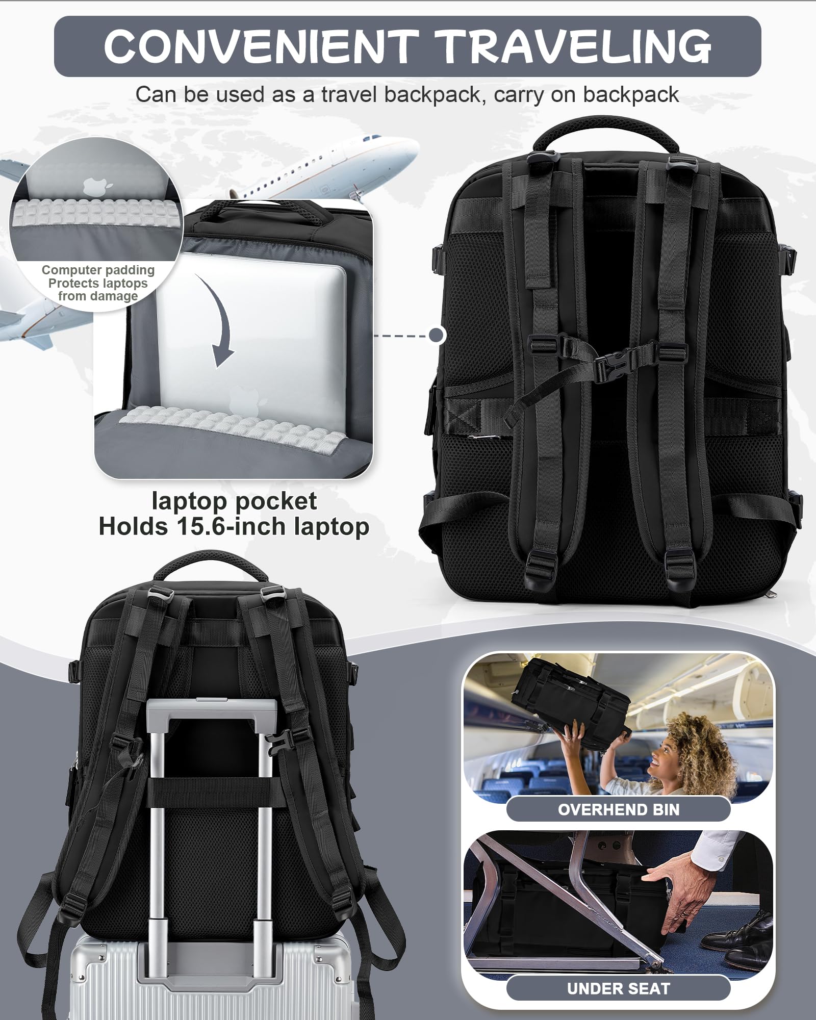 Lightweight Travel Backpack for Women & Men - Airplane Carry On, College Backpack for School, Work & Outdoor Adventures | Durable & Comfortable Daypack for Commuting, Hiking & Business Trips