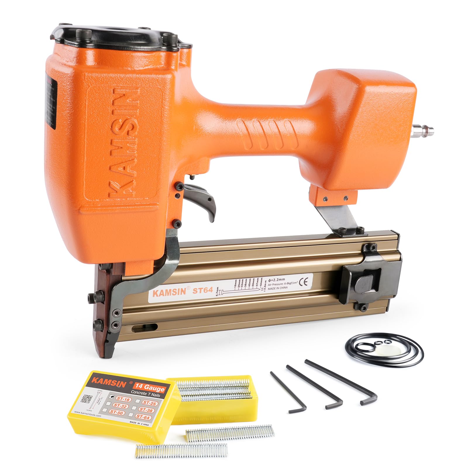 14 Gauge Heavy Duty Pneumatic Concrete T Nailer Kit with 400 PCS Nails (3/4