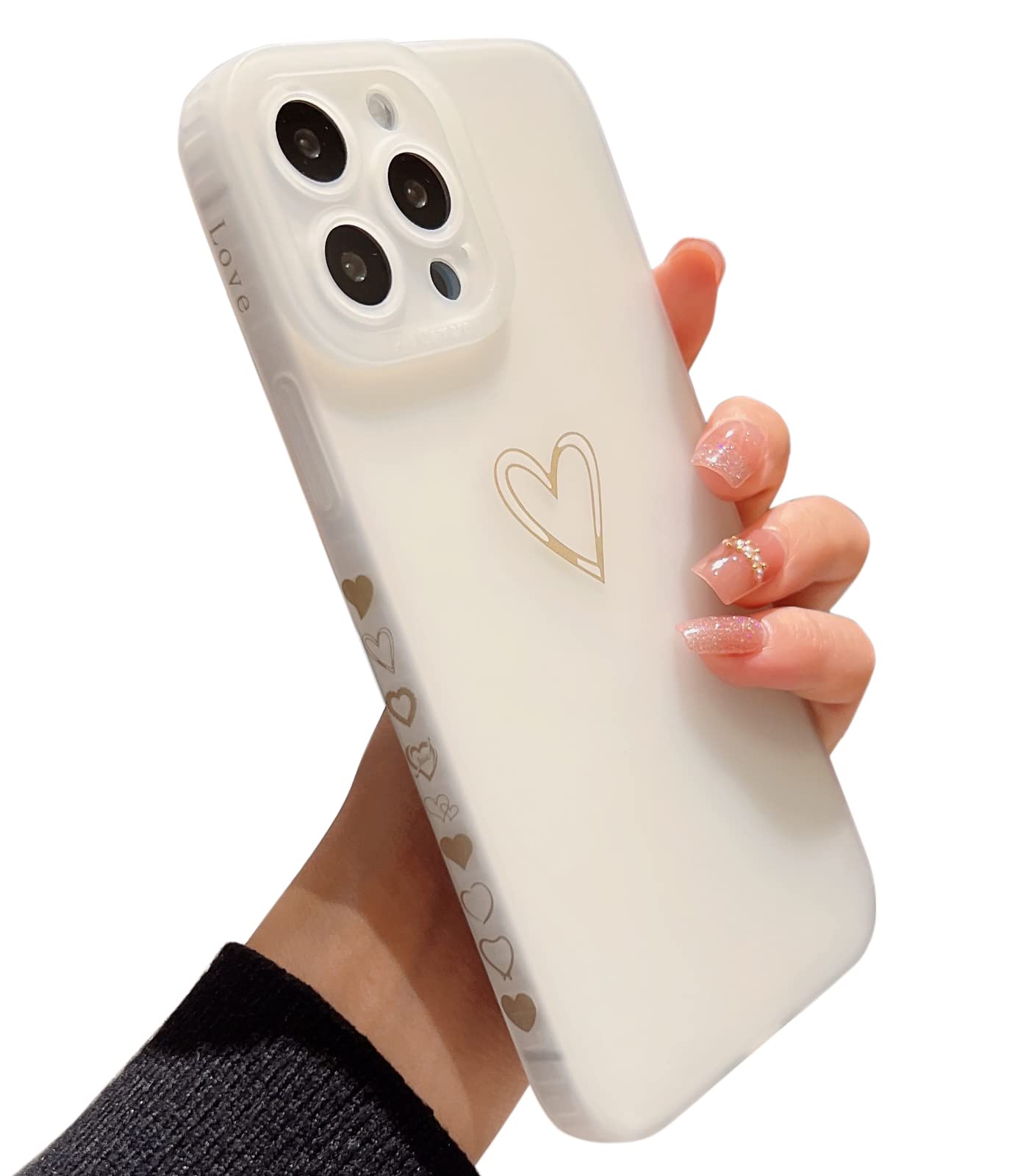 Qokey iPhone 11 Pro Max Case (6.5 Inch 2019) - Cute Heart Design Shockproof TPU Cover with Camera Protection | Anti-Fall, Anti-Fingerprint Clear Phone Case for Women & Men | Perfect for Daily Use, Travel & Outdoor Activities