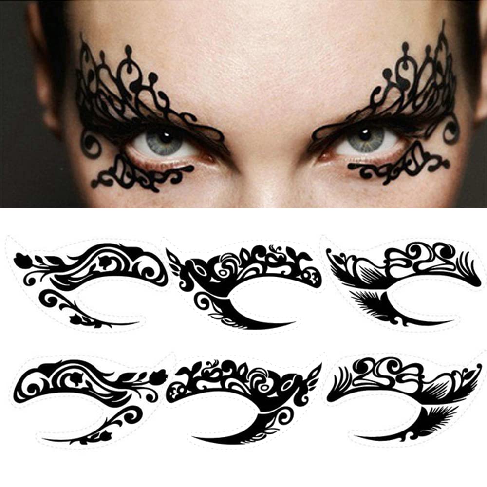 8 Pairs Waterproof Eyeshadow Tattoo Stickers - Long Lasting Temporary Face Tattoos for Festival Makeup, Rave Parties, Halloween & Cosplay - Perfect for EDM Concerts, Music Festivals & Costume Events