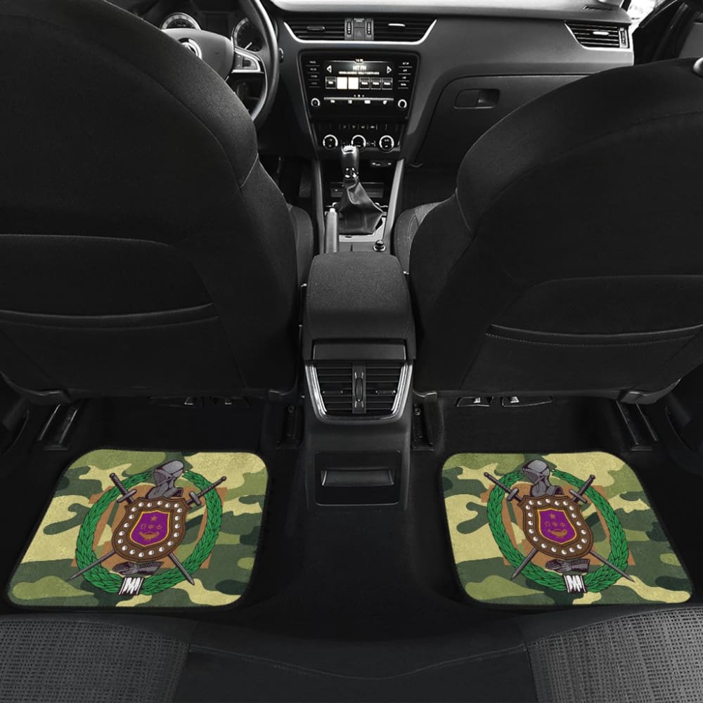 Premium Green Camouflage Omega Psi Phi Car Floor Mats - Custom Fit All-Weather Protection for SUVs, Trucks & Sedans - Fraternity Themed Auto Accessories for College Students & Greek Life Enthusiasts