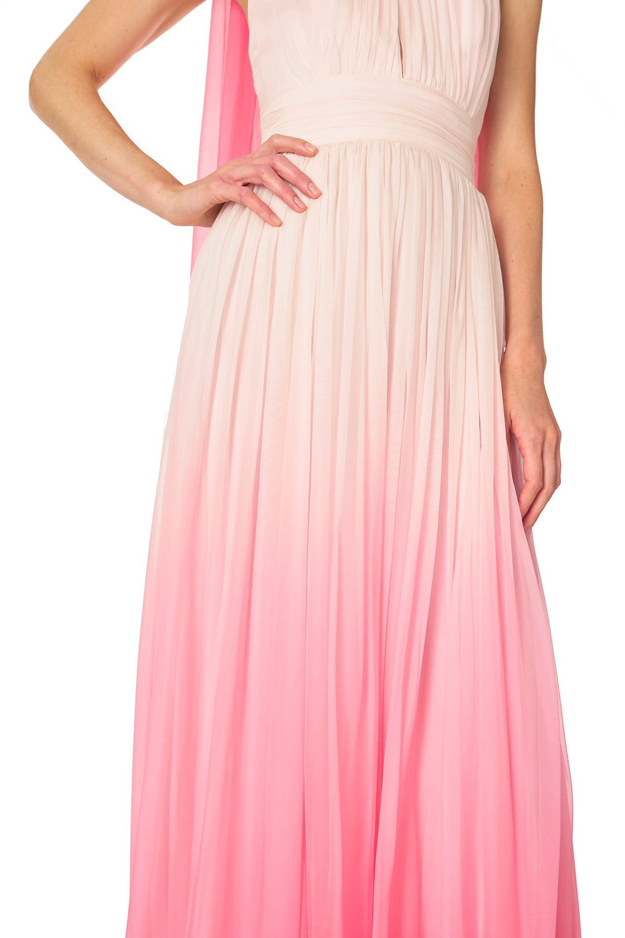Elegant Hibiscus Ombre Chiffon Maxi Dress for Women - Flowy Beach Wedding Guest Gown, Summer Party & Evening Formal Wear