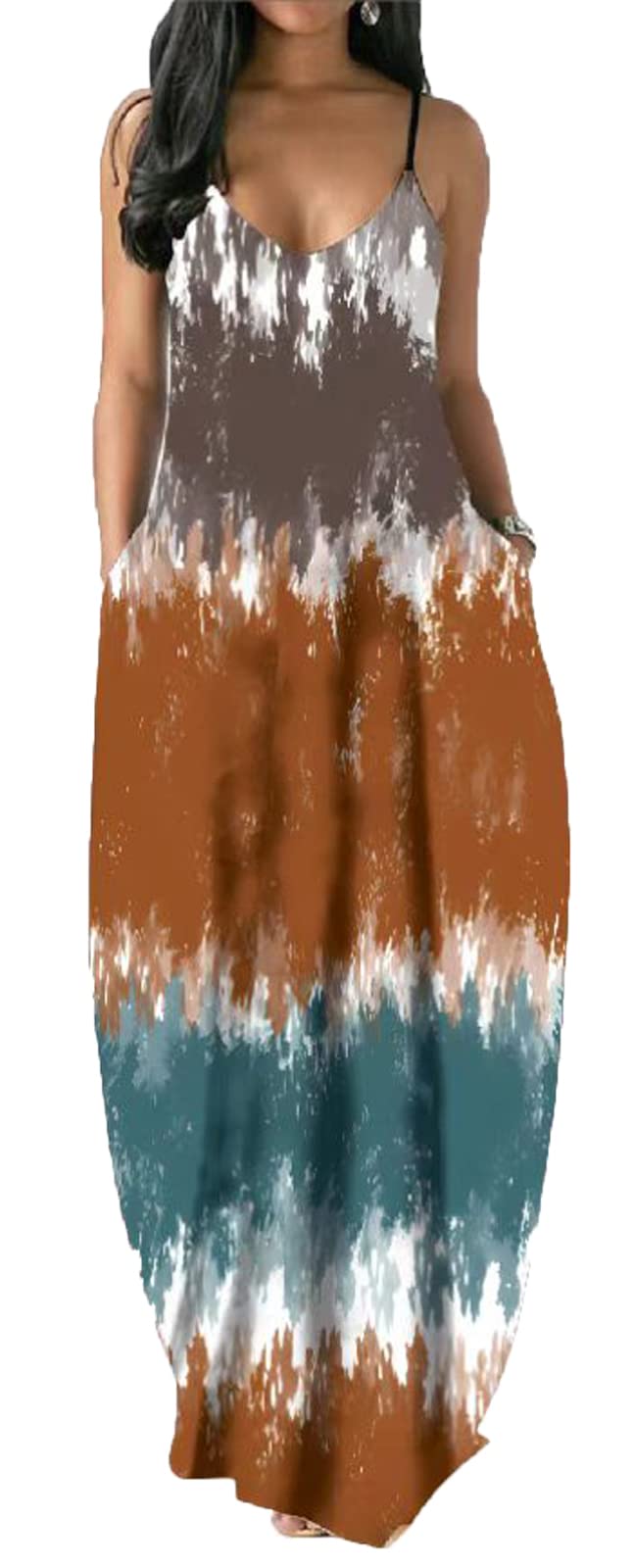 Yilisaxi Women's Plus Size Casual Sleeveless Loose Long Maxi Dress with Pockets - Perfect for Summer Beach, Vacation & Everyday Wear