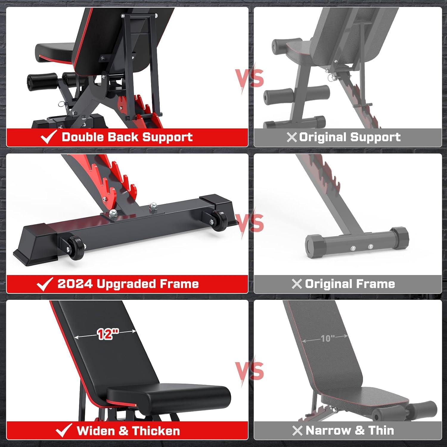 Fostoy Adjustable Weight Bench - 800/1200LBS Heavy Duty Home Gym Workout Bench for Incline, Decline & Flat Bench Press | Full Body Strength Training & Sit-ups | Extremely Stable for Weight Lifting - Perfect for Home Gym, CrossFit & Strength Training